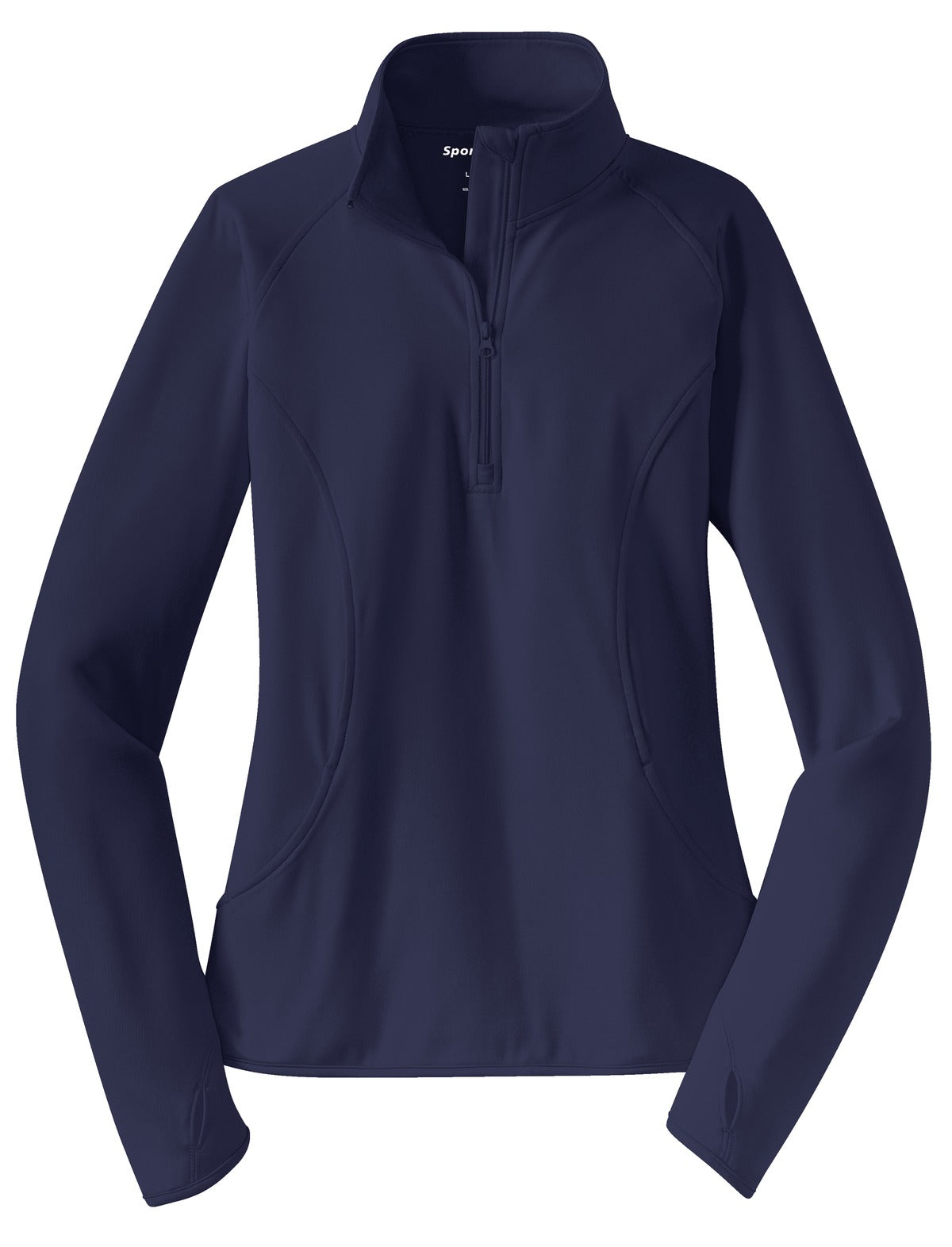 Front View of True Navy Sport-Tek Women's Sport-Wick Stretch 1/4-Zip Pullover. LST850