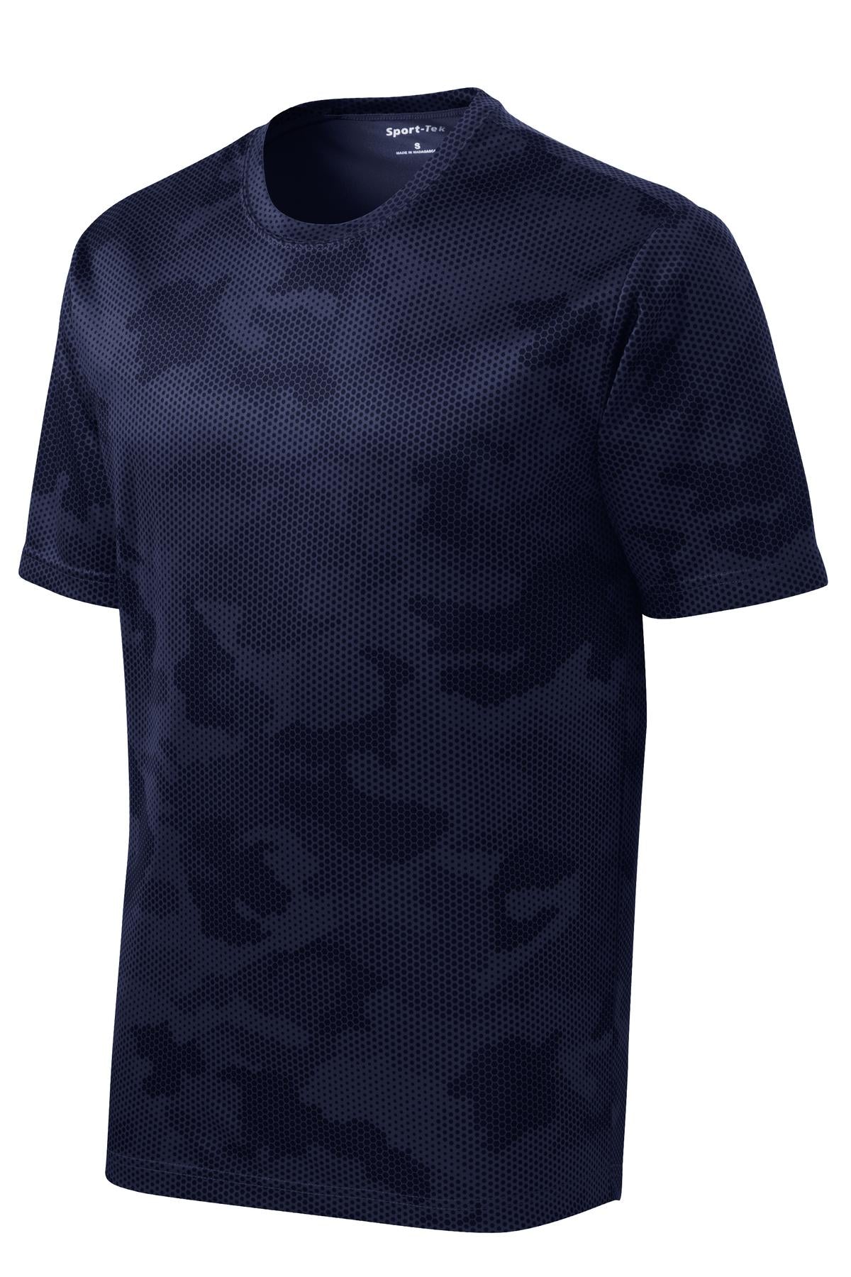 Front View of True Navy Sport-Tek Youth CamoHex Tee. YST370