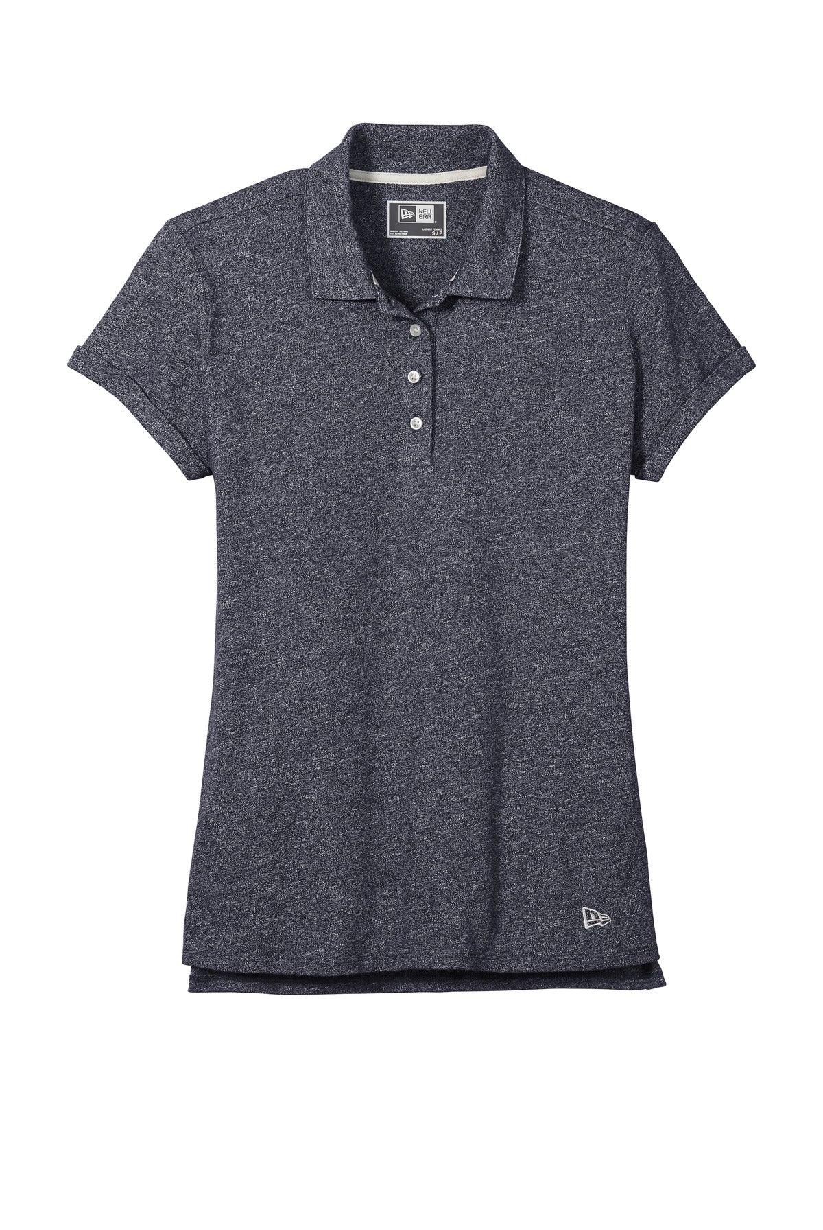 Front View of True Navy Twst New Era Women's Slub Twist Polo LNEA301