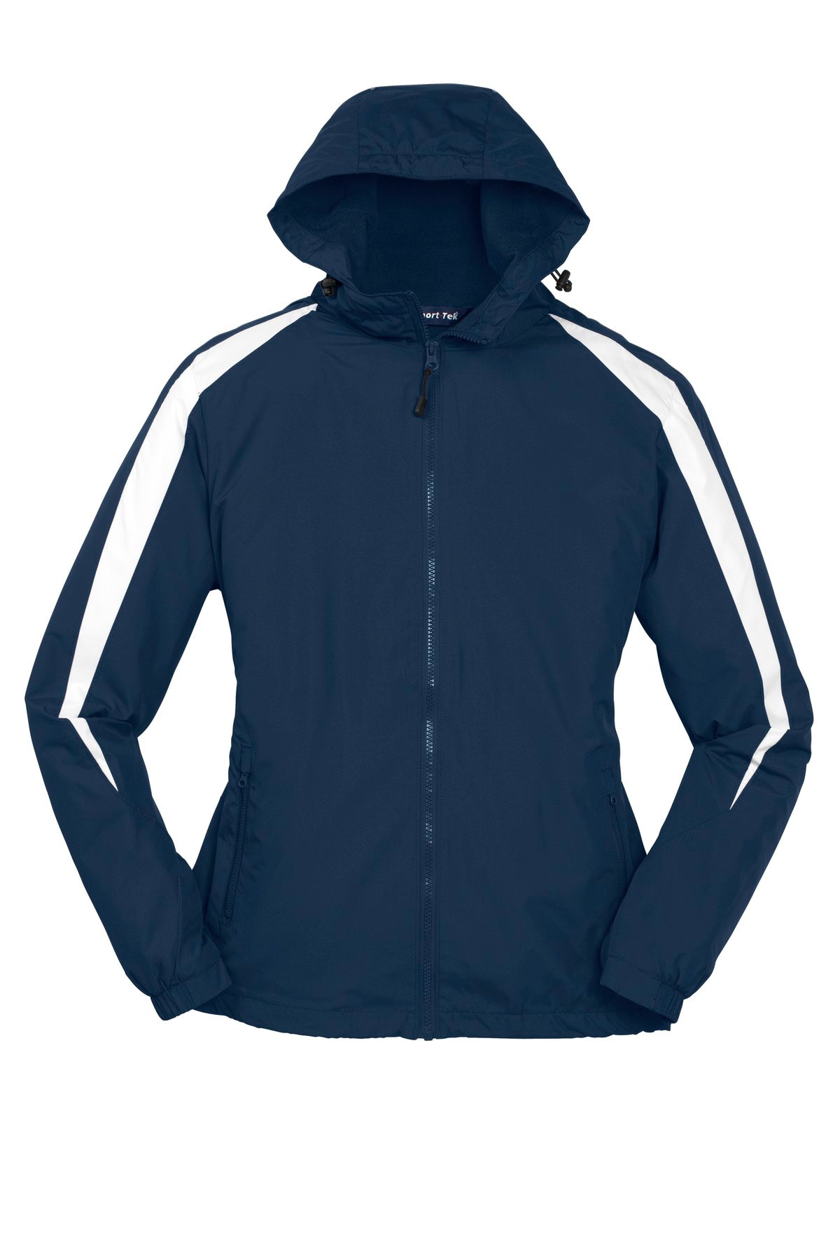 Front View of True Navy/Wht Sport-Tek Fleece-Lined Colorblock Jacket. JST81