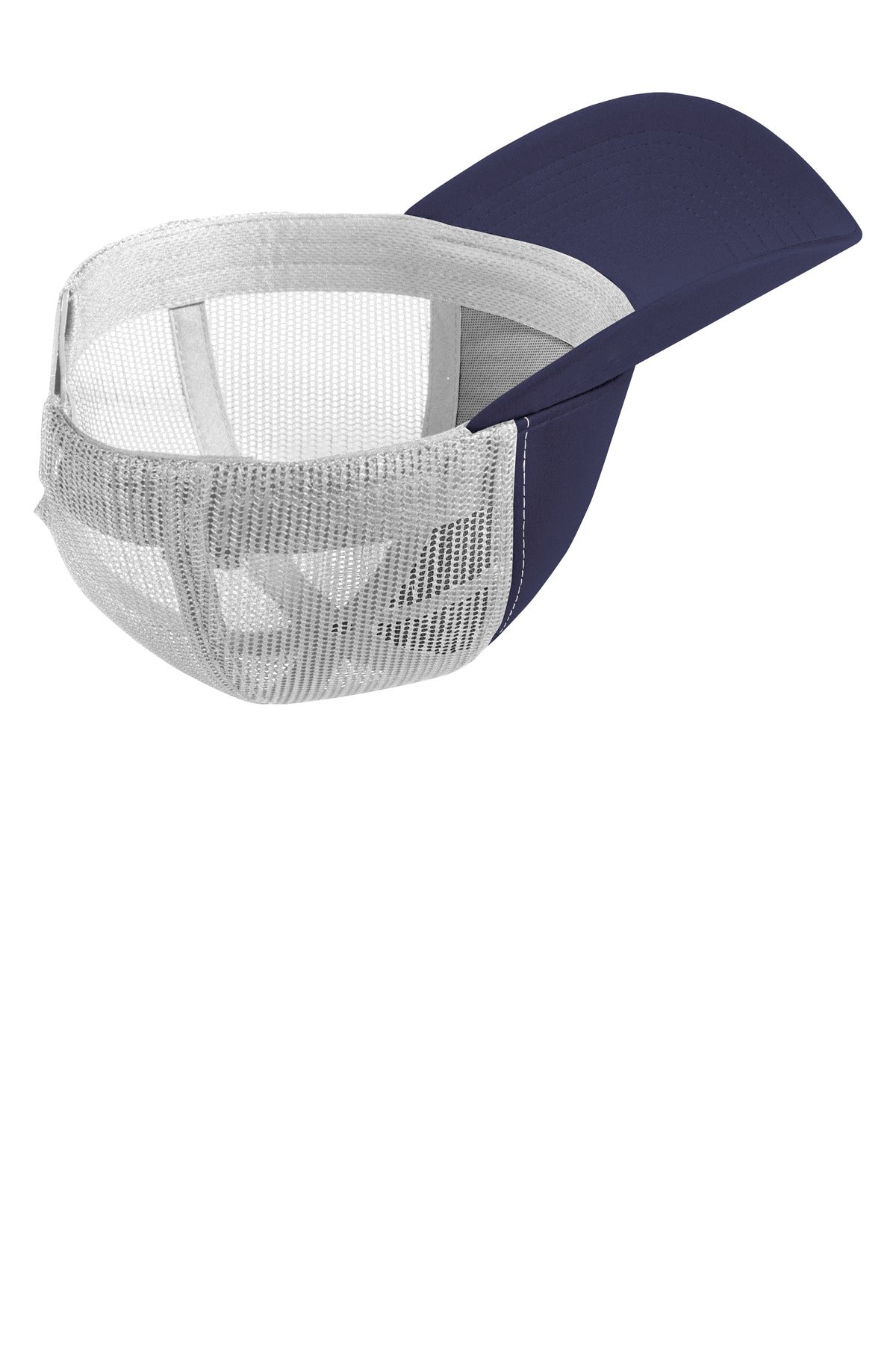 Front View of True Navy/Wht Sport-Tek PosiCharge Competitor Mesh Back Cap. STC36