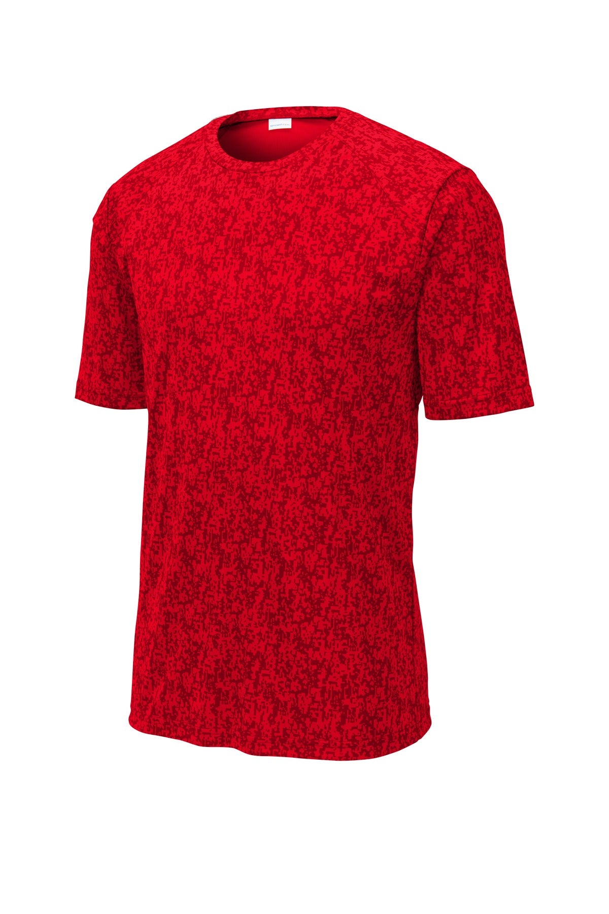 Front View of True Red Sport-Tek Digi Camo Tee. ST460