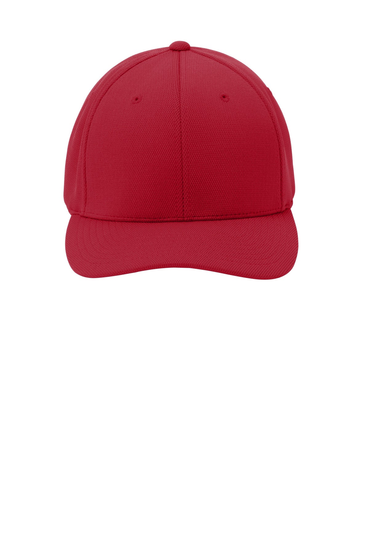 Front View of True Red Sport-Tek Flexfit Cool & Dry Poly Block Mesh Cap. STC22