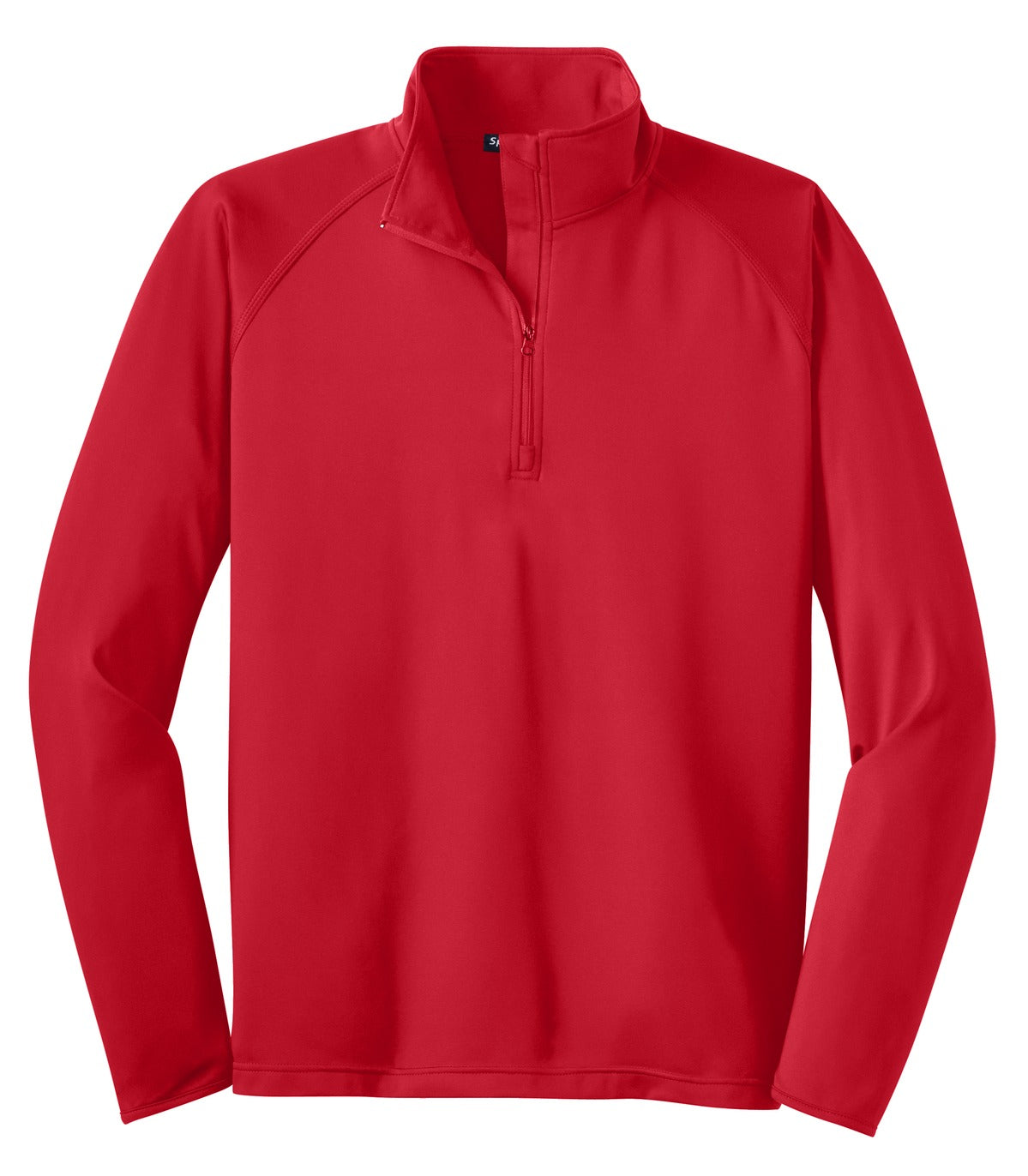 Front View of True Red Sport-Tek Tall Sport-Wick Stretch 1/4-Zip Pullover. TST850