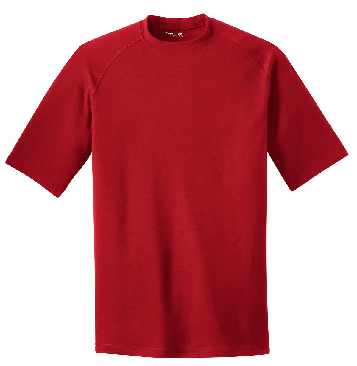 Front View of True Red Sport-Tek Ultimate Performance Crew. ST700