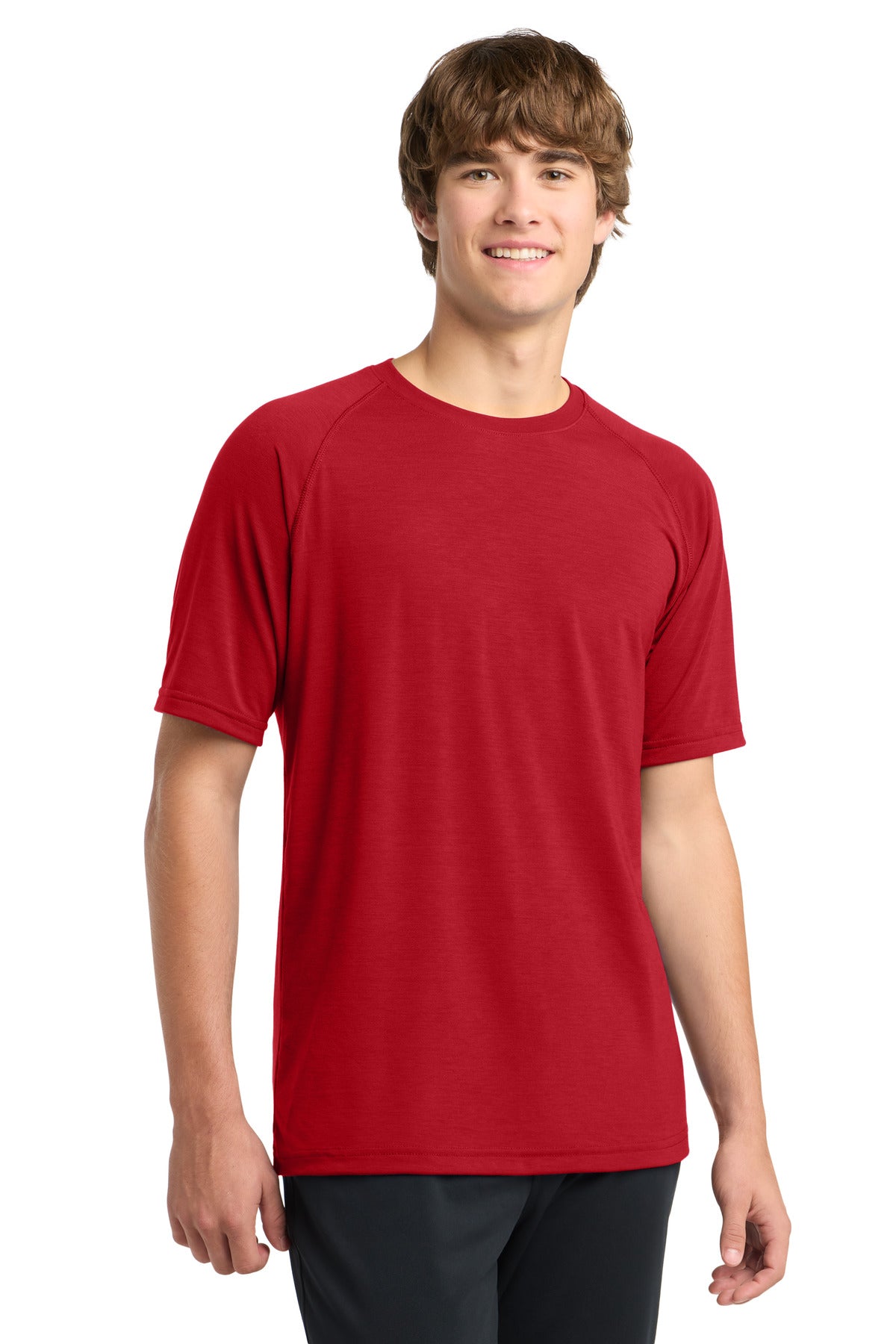 Front View of True Red Sport-Tek Ultimate Performance Crew. ST700