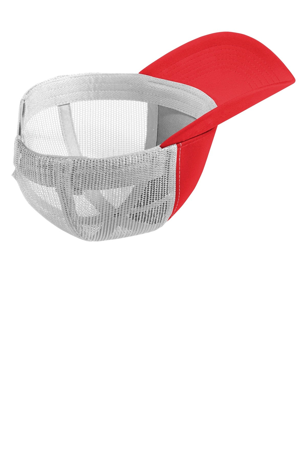 Front View of True Red/White Sport-Tek PosiCharge Competitor Mesh Back Cap. STC36