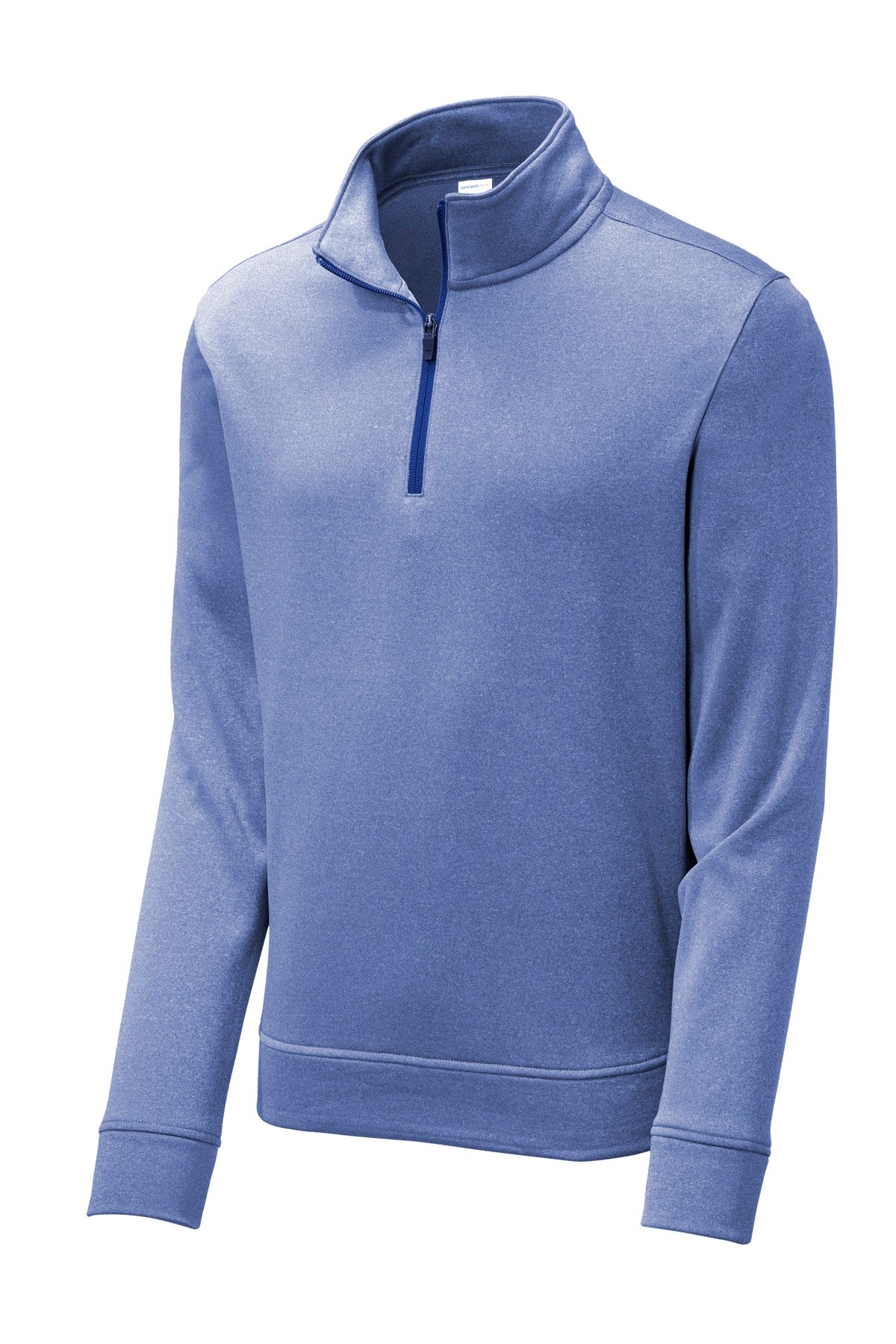 Front View of True Royal Hth Sport-Tek PosiCharge Sport-Wick Heather Fleece 1/4-Zip Pullover. ST263