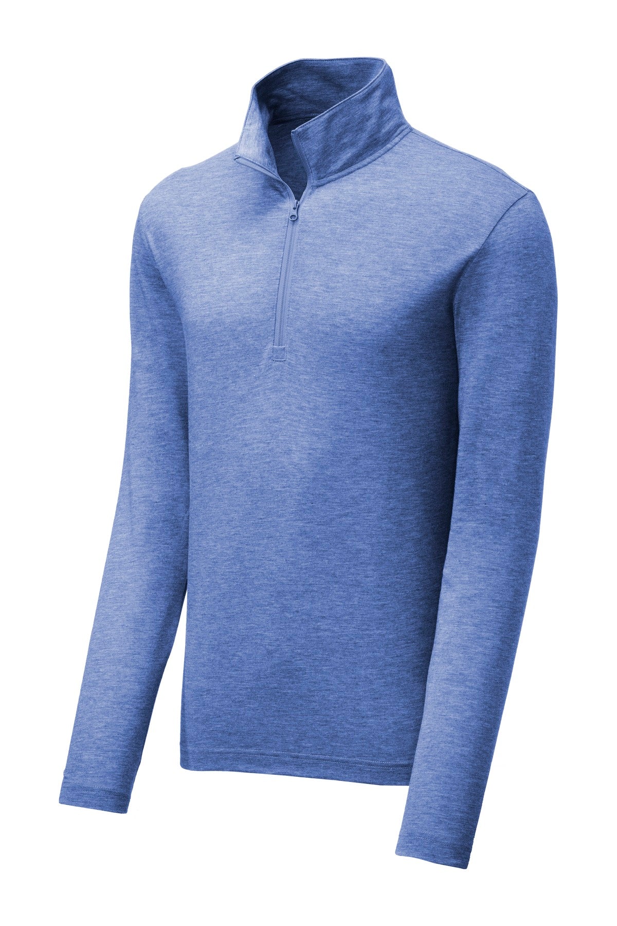 Front View of True Royal Hth Sport-Tek PosiCharge Tri-Blend Wicking 1/4-Zip Pullover. ST407