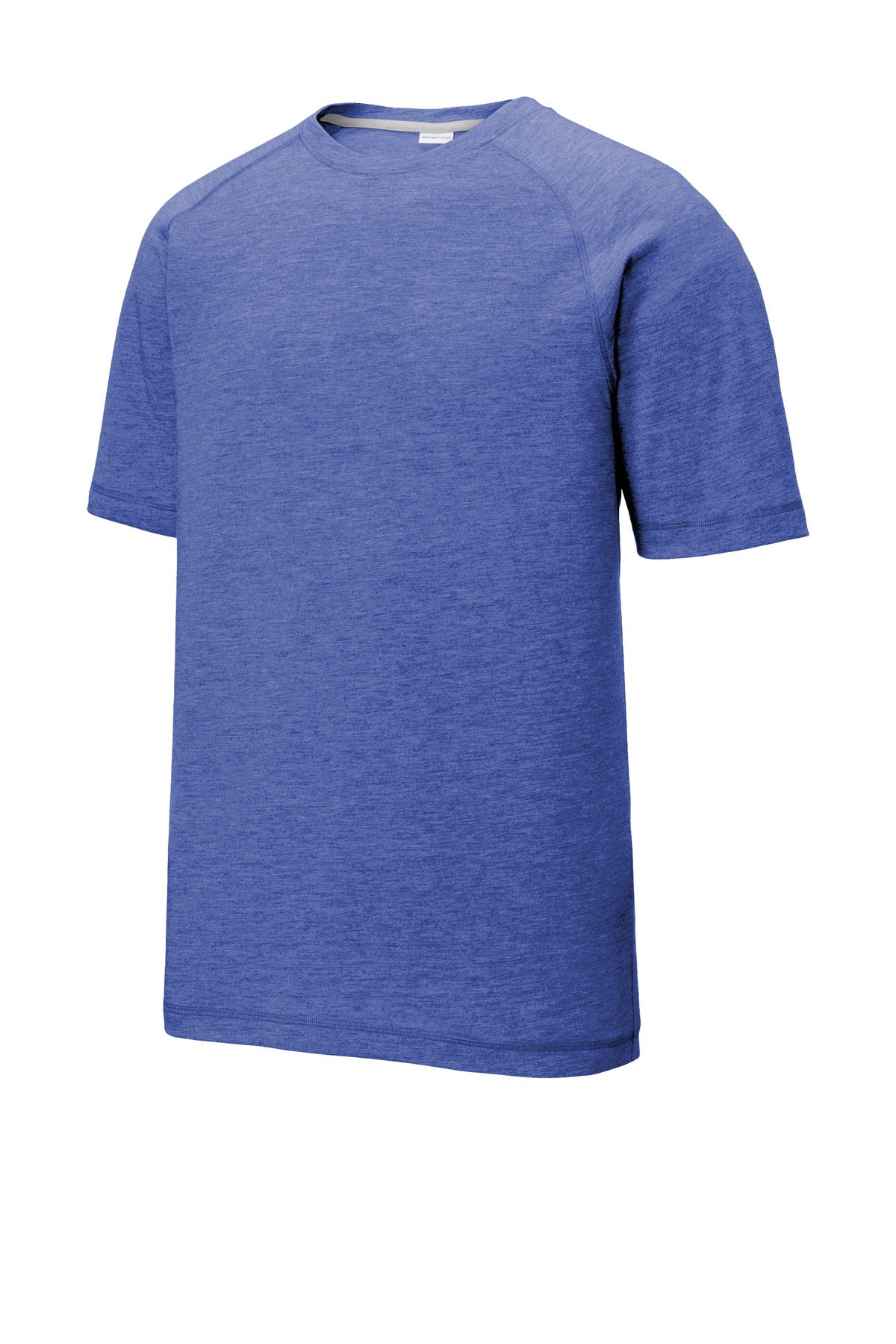 Front View of True Royal Hth Sport-Tek PosiCharge Tri-Blend Wicking Raglan Tee. ST400