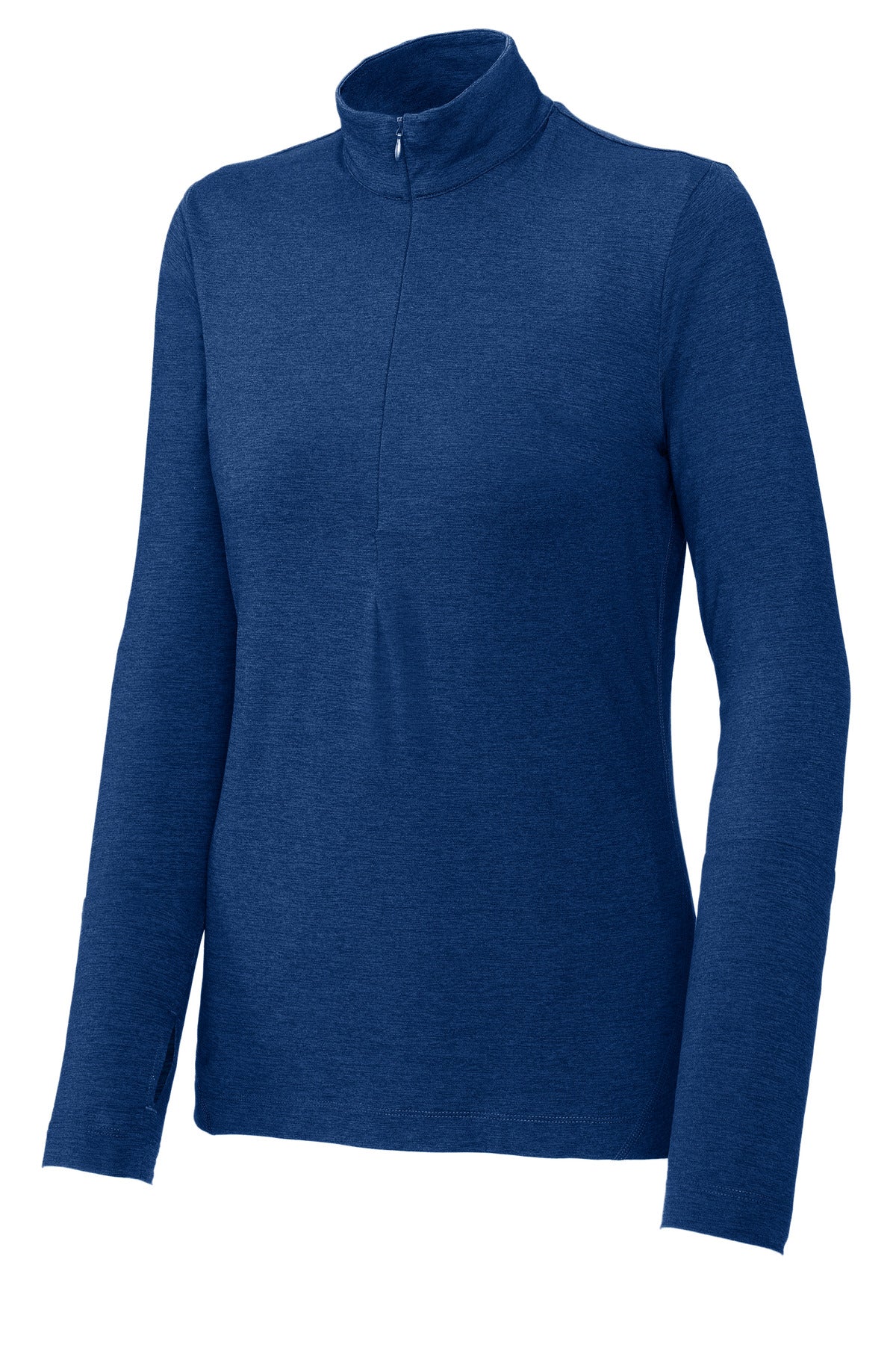 Front View of True Royal Hth Sport-Tek Women's Exchange 1.5 Long Sleeve 1/2-Zip LST711