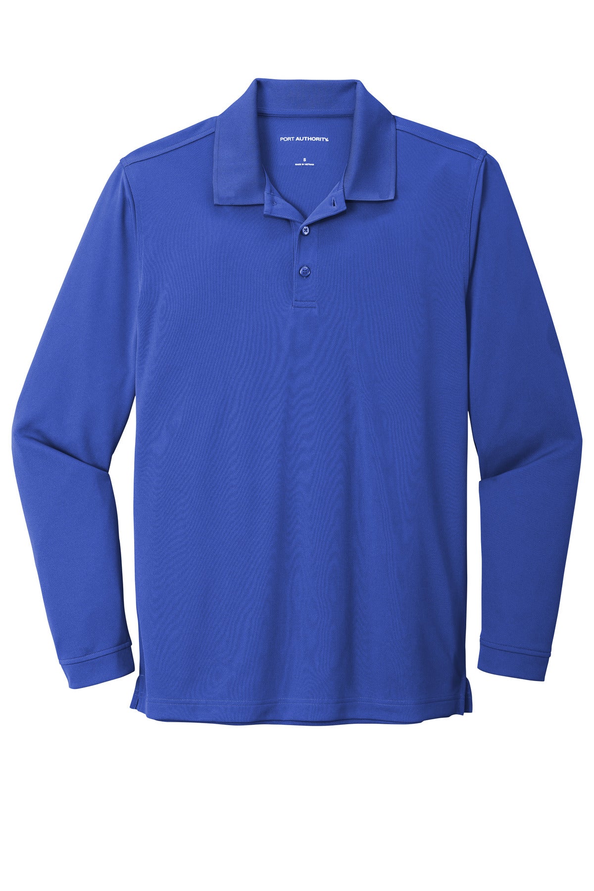 Front View of True Royal Port Authority Dry Zone UV Micro-Mesh Long Sleeve Polo K110LS