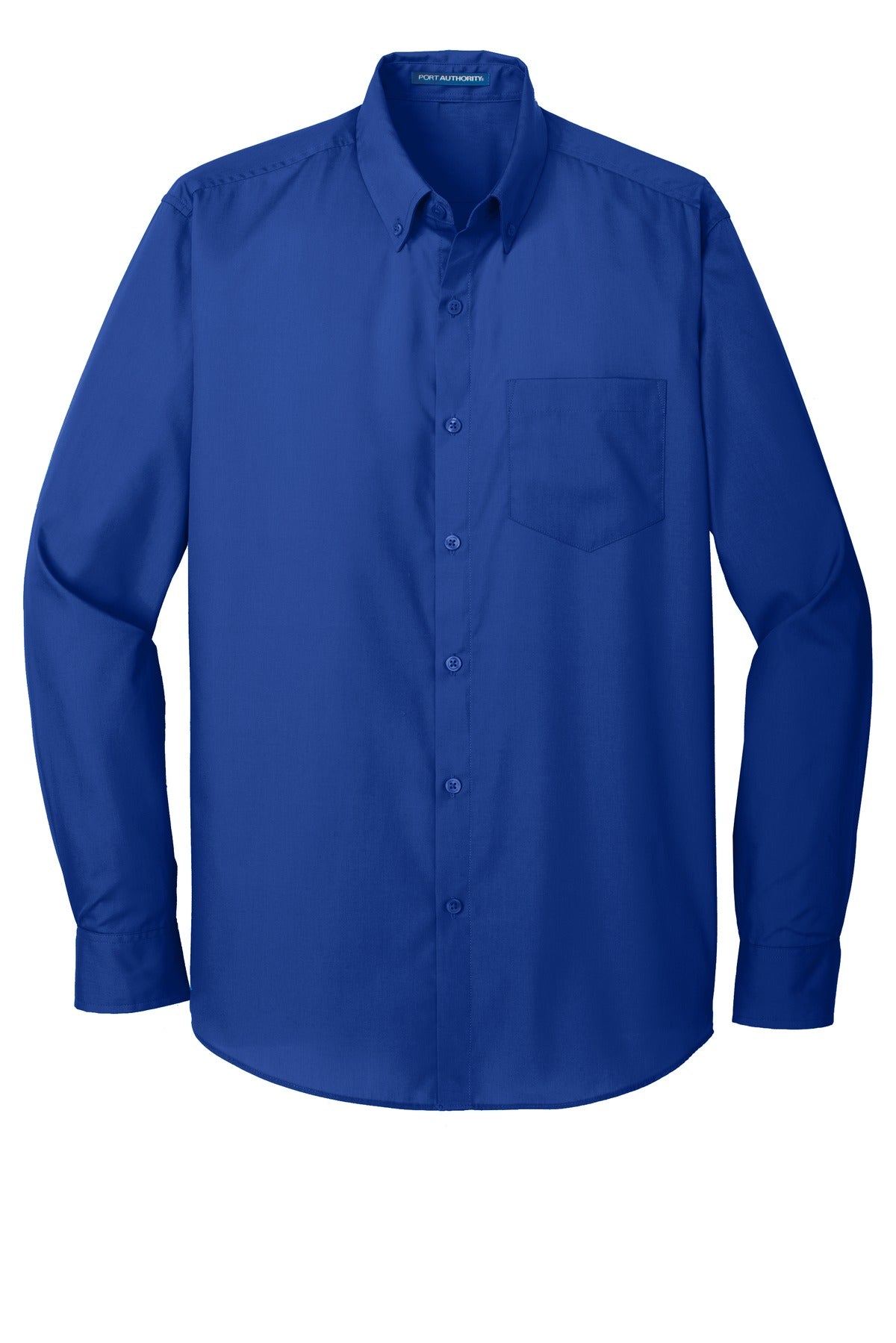 Front View of True Royal Port Authority Tall Long Sleeve Carefree Poplin Shirt. TW100