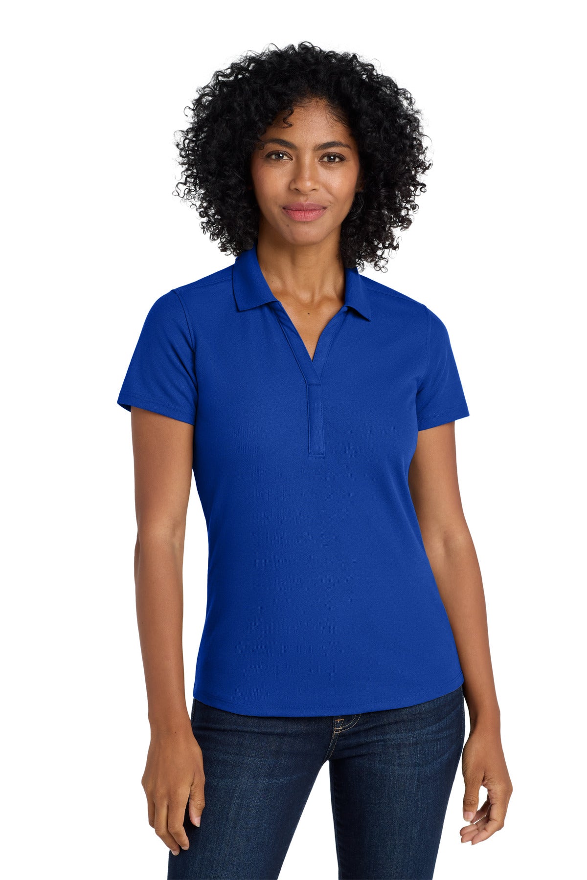 Front View of True Royal Port Authority Women's EZPerformance Pique Polo. LK600