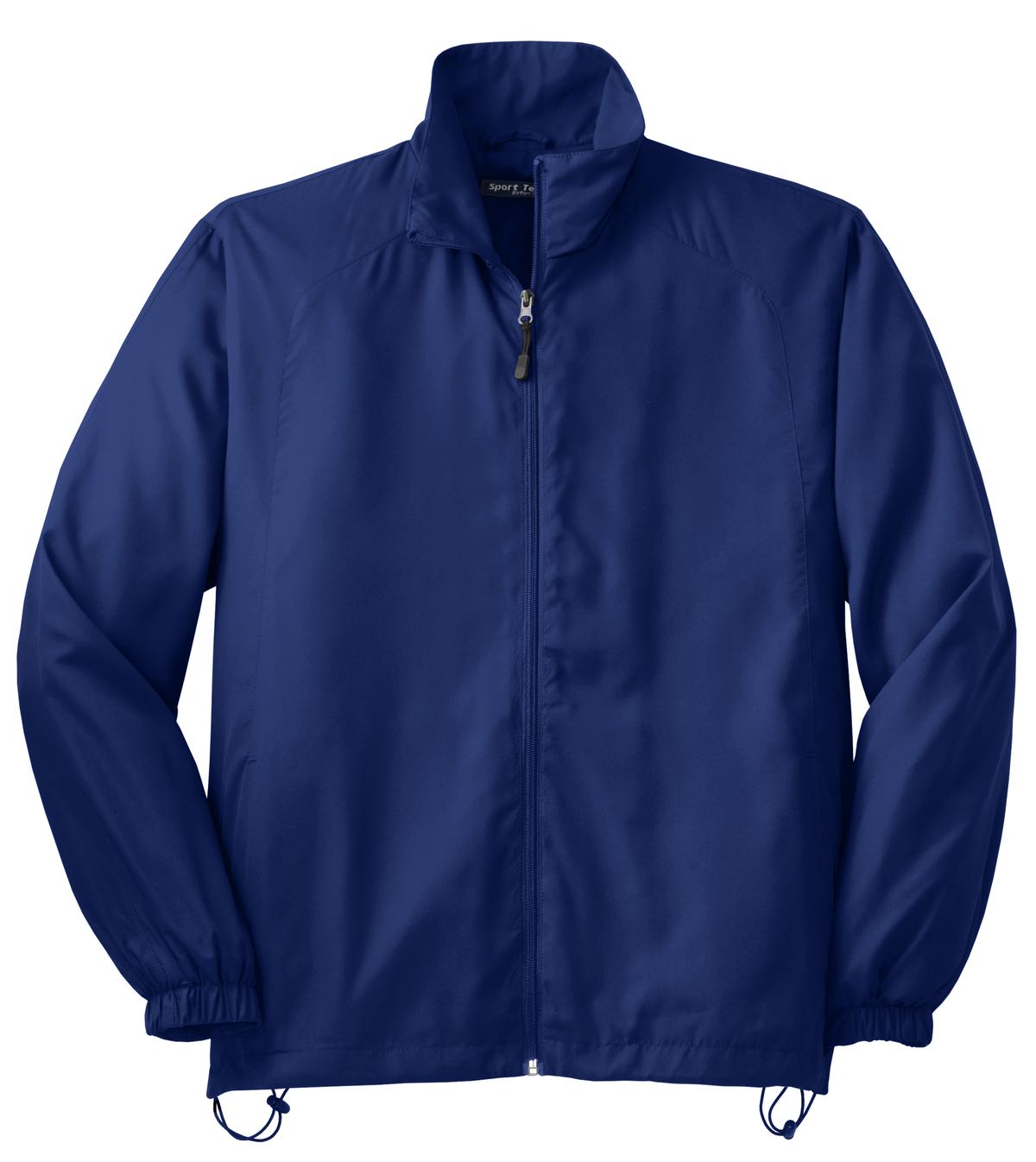 Front View of True Royal Sport-Tek Full-Zip Wind Jacket. JST70