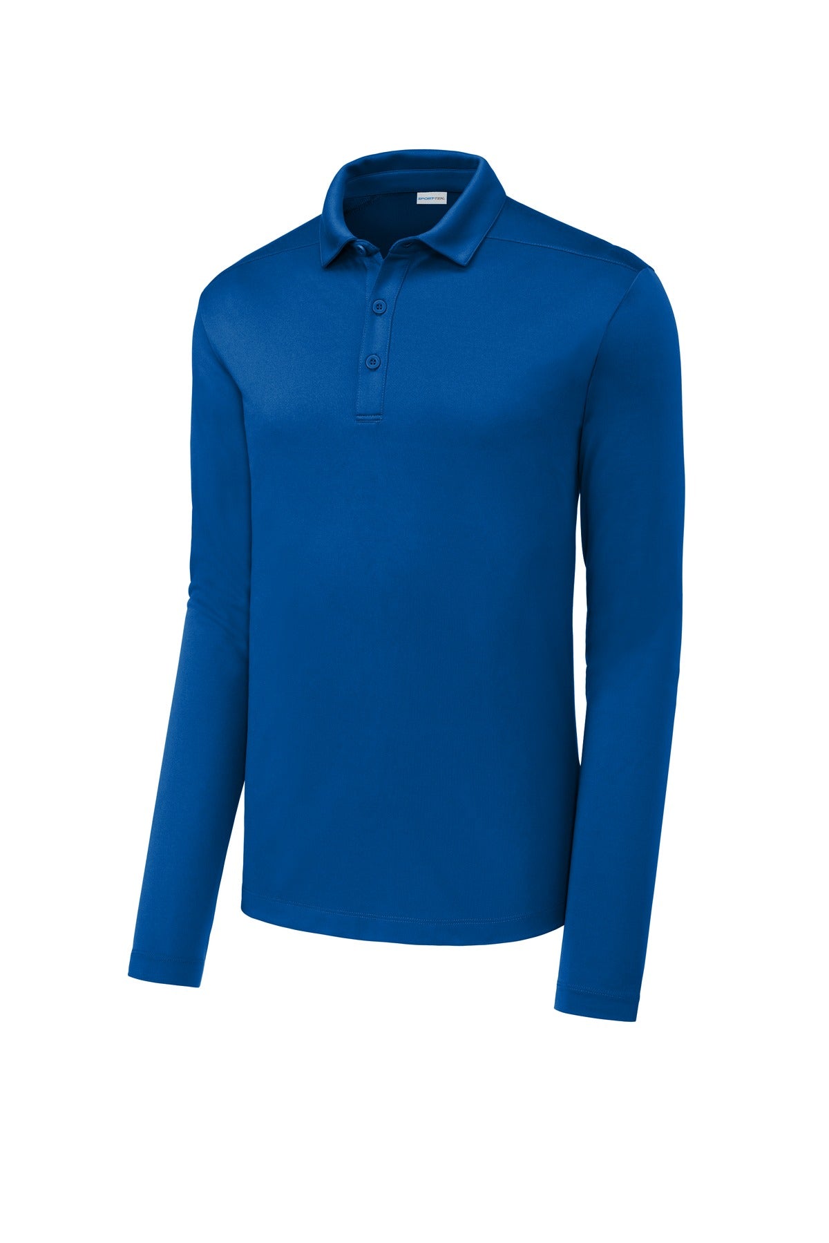 Front View of True Royal Sport-Tek Posi-UV Pro Long Sleeve Polo. ST520LS