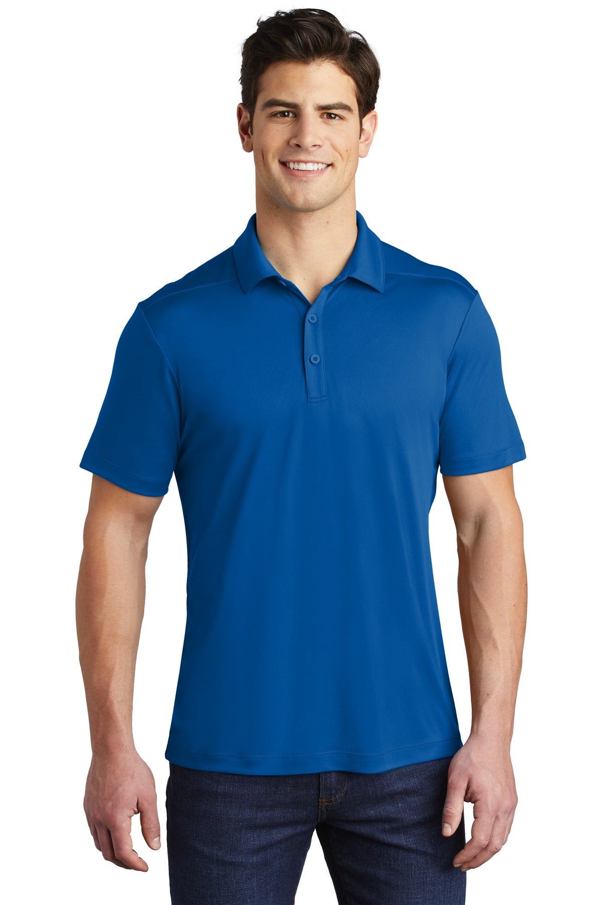 Front View of True Royal Sport-Tek Posi-UV Pro Polo. ST520