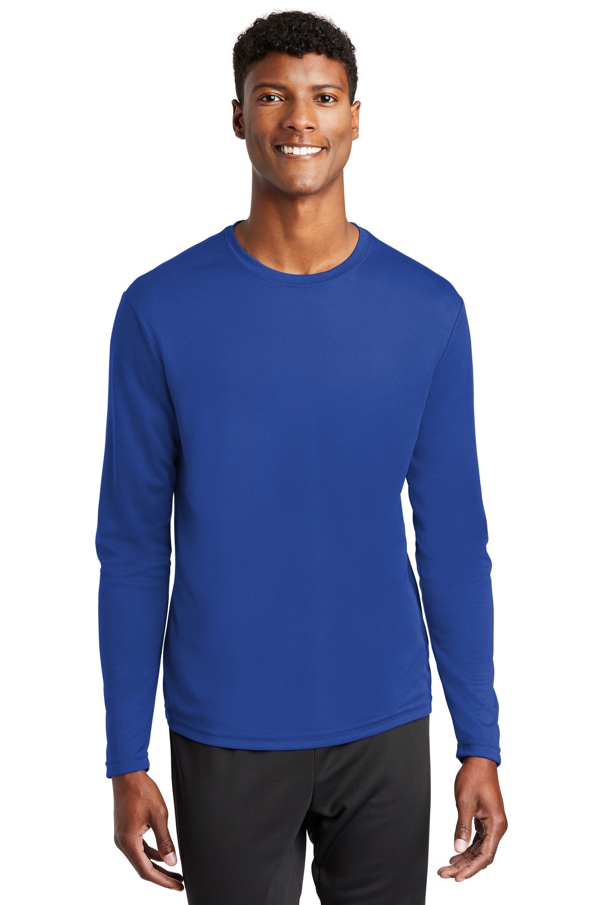 Front View of True Royal Sport-Tek PosiCharge RacerMesh Long Sleeve Tee. ST340LS