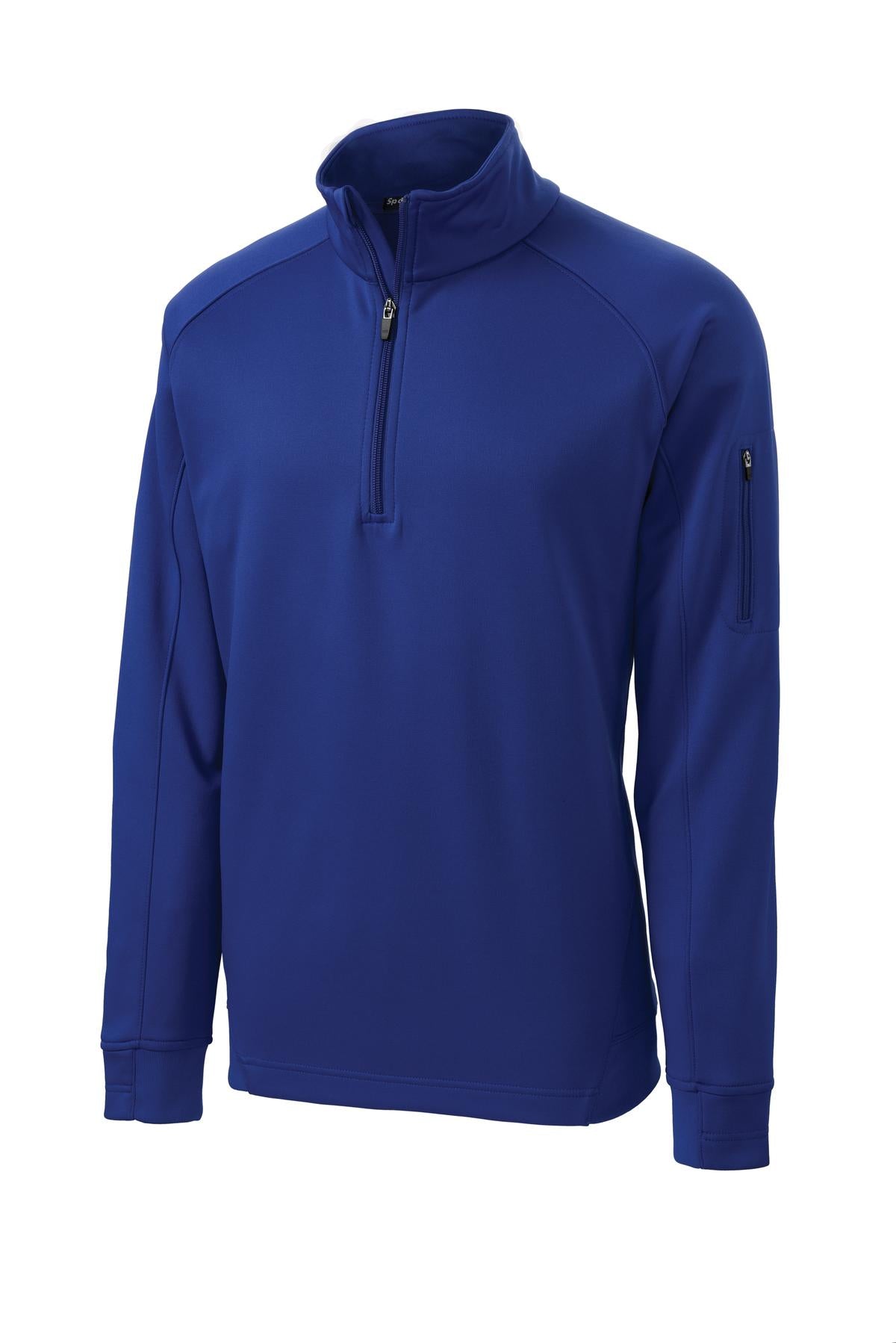 Front View of True Royal Sport-Tek Tech Fleece 1/4-Zip Pullover. F247