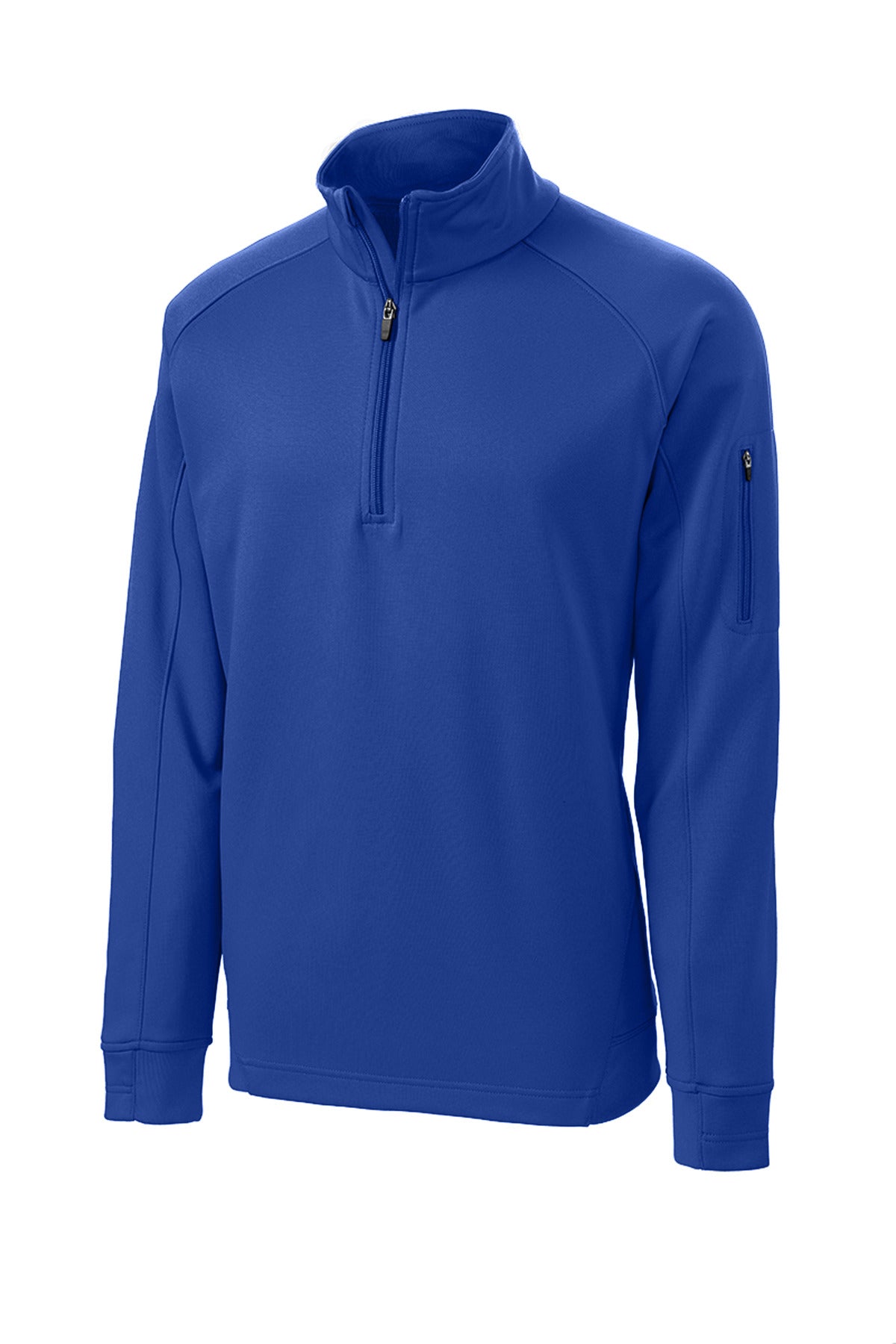Front View of True Royal Sport-Tek Tech Fleece 1/4-Zip Pullover. F247