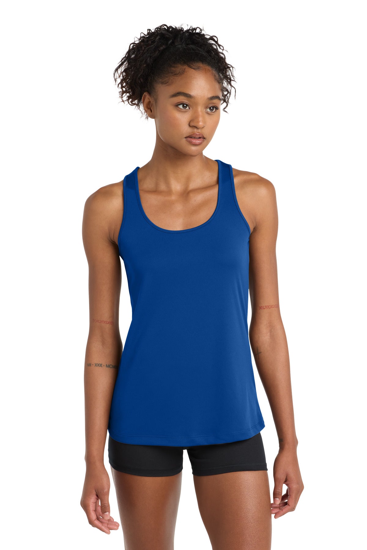 Front View of True Royal Sport-Tek Women's PosiCharge Competitor Racerback Tank. LST356