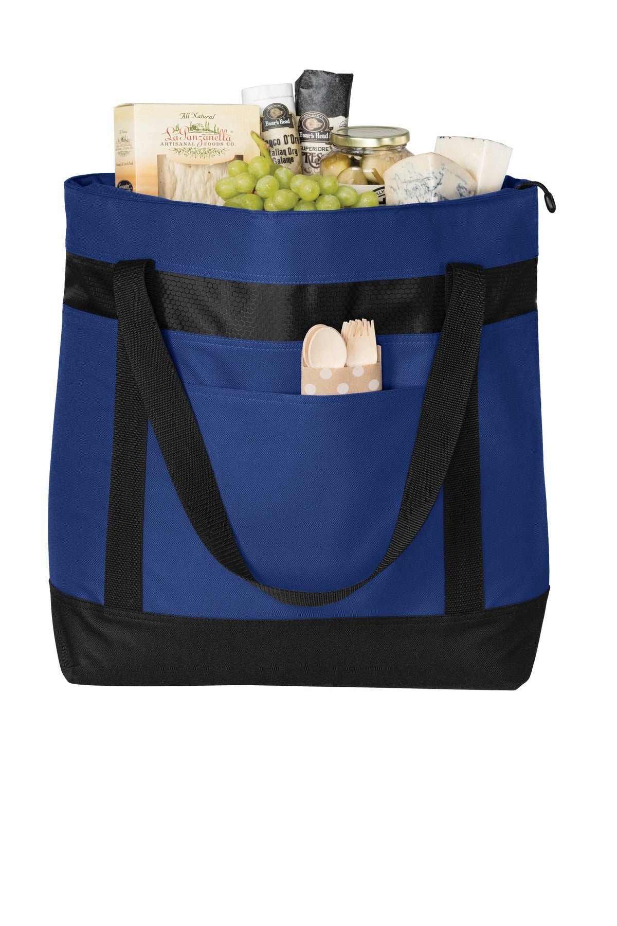 Front View of True Royal/Blk Port Authority Large Tote Cooler. BG527