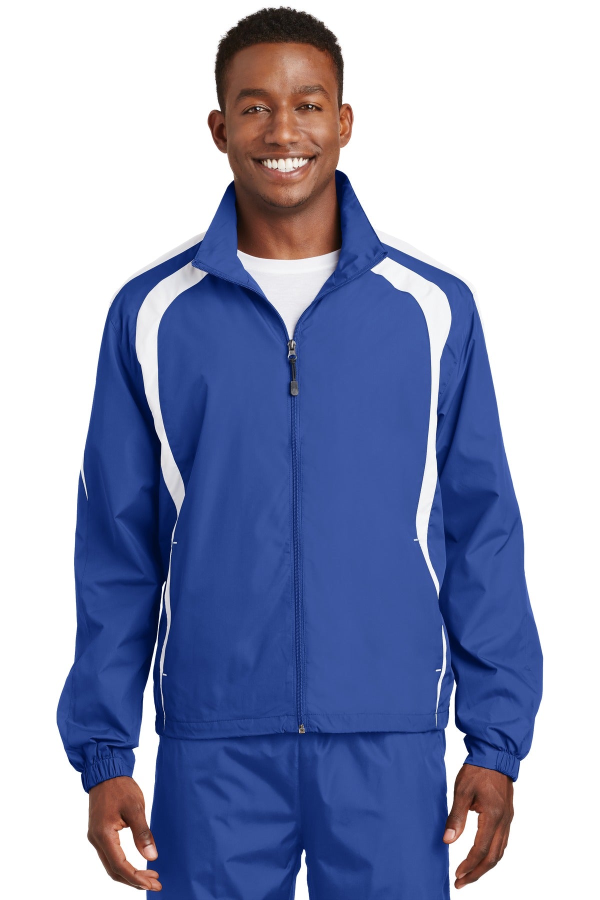 Front View of True Royal/Wht Sport-Tek Colorblock Raglan Jacket. JST60