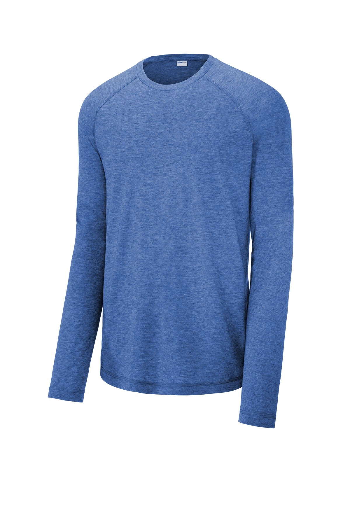 Front View of True Royl Hthr Sport-Tek PosiCharge Long Sleeve Tri-Blend Wicking Raglan Tee ST400LS