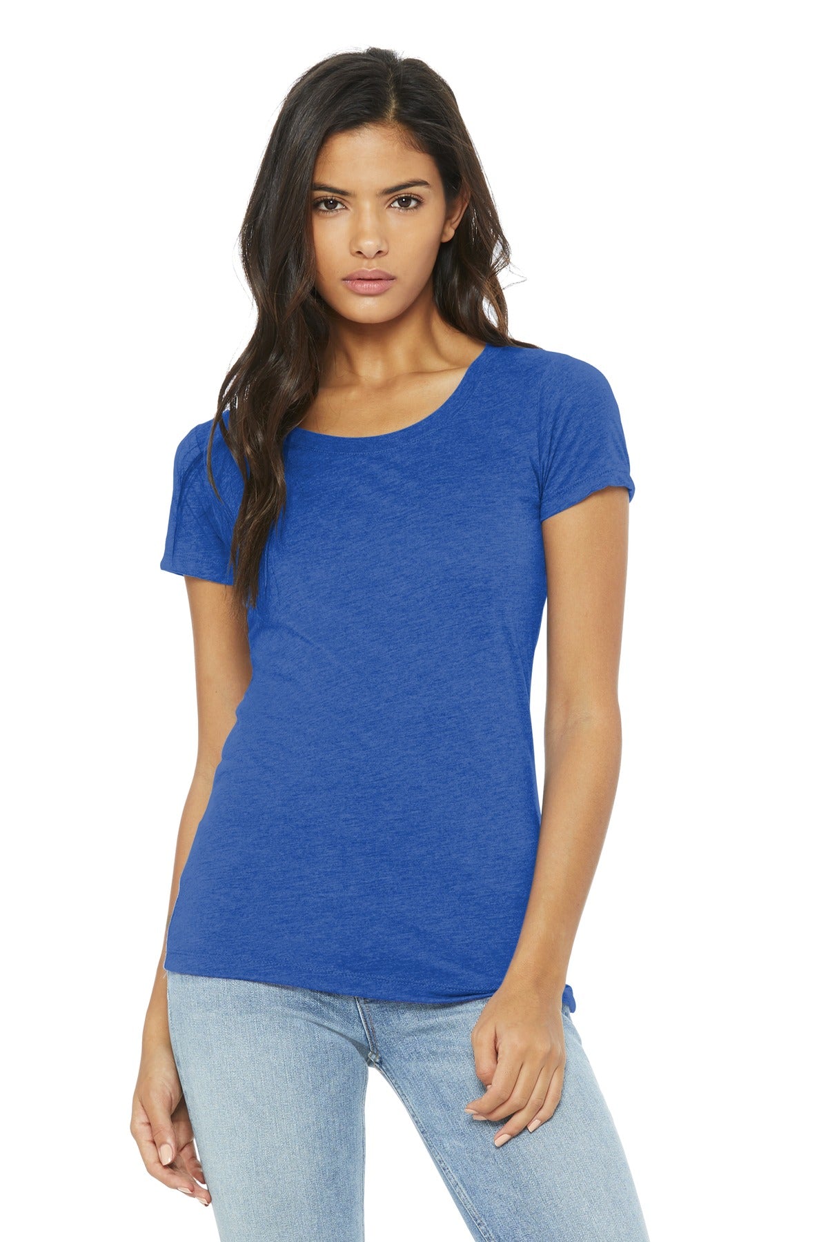 Front View of True Royl TB BELLA+CANVAS Women's Triblend Short Sleeve Tee. BC8413