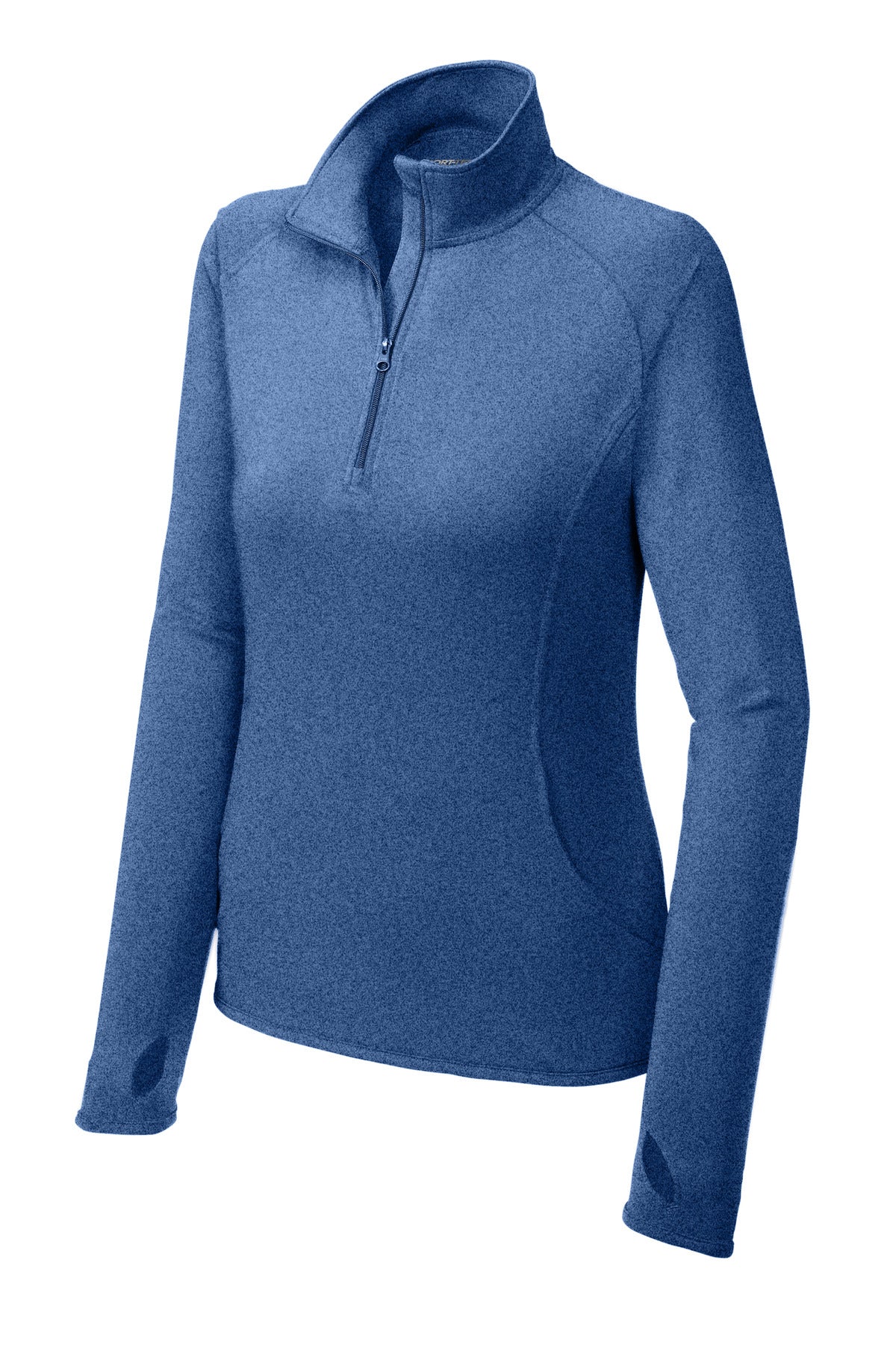 Front View of True Ryl Hthr Sport-Tek Women's Sport-Wick Stretch 1/4-Zip Pullover. LST850