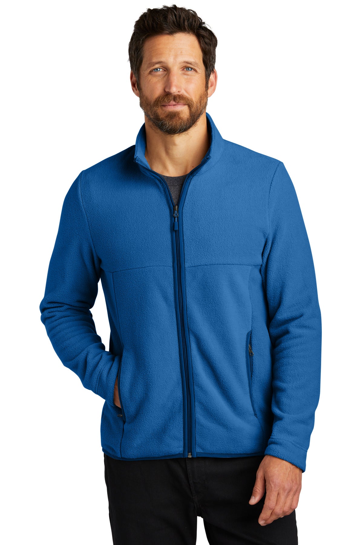 Front View of TrueBlue Port Authority Connection Fleece Jacket F110