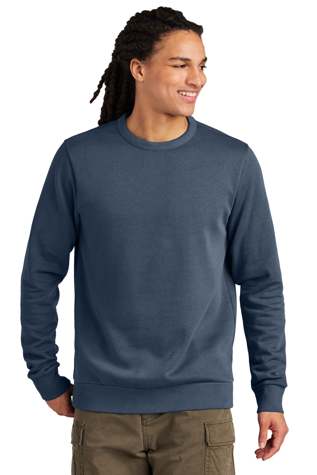 Front View of TrueNavy District Wash Fleece Crew DT2204