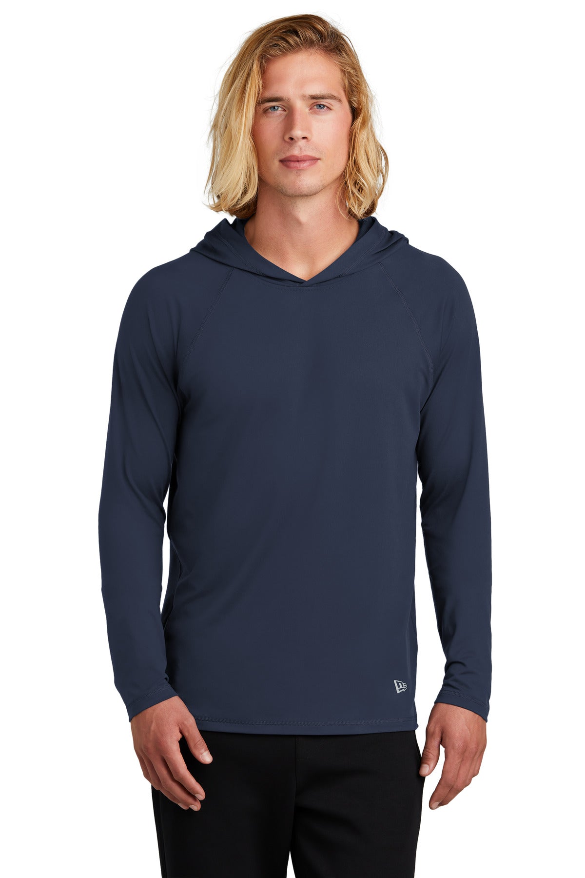 Front View of TrueNavy New Era Power Long Sleeve Hoodie NEA229