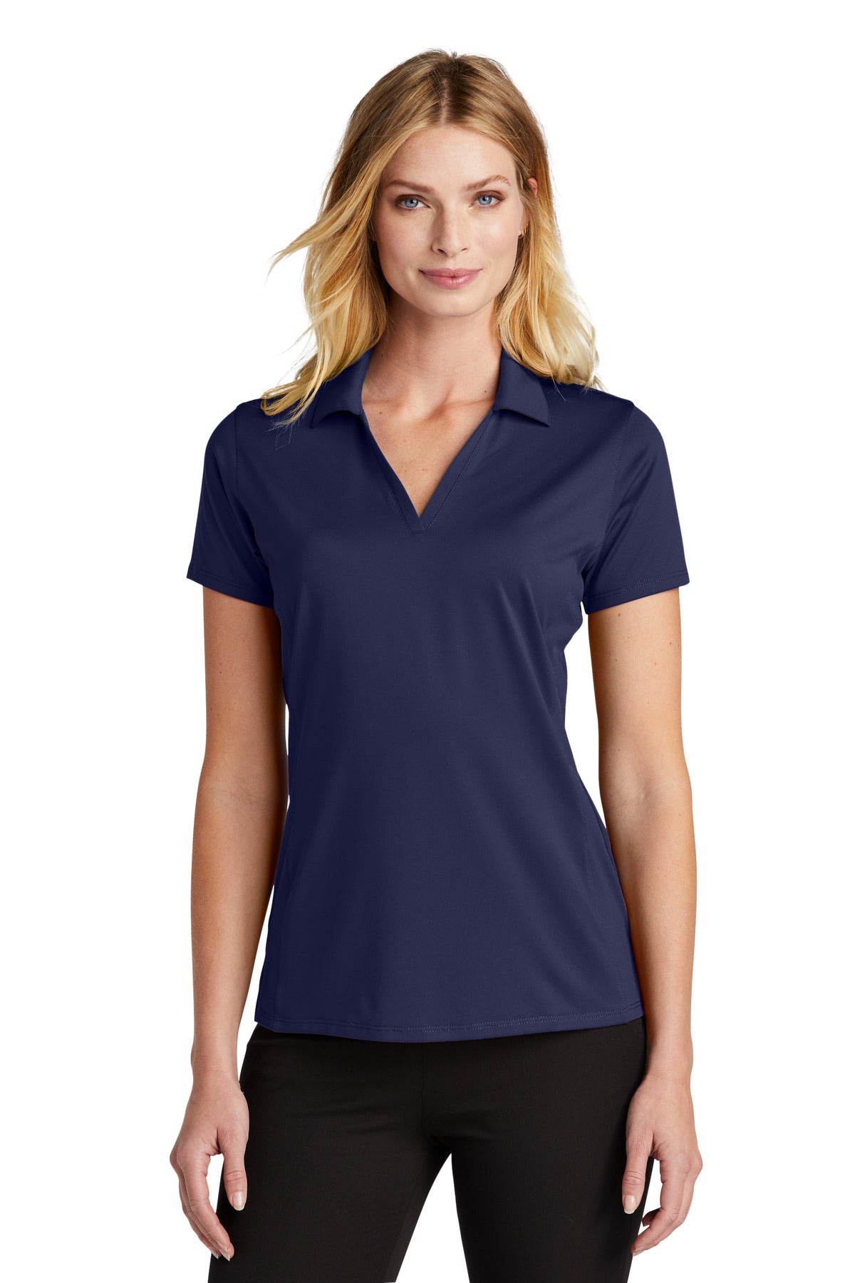 Front View of TrueNavy Port Authority Women's Performance Staff Polo LK398