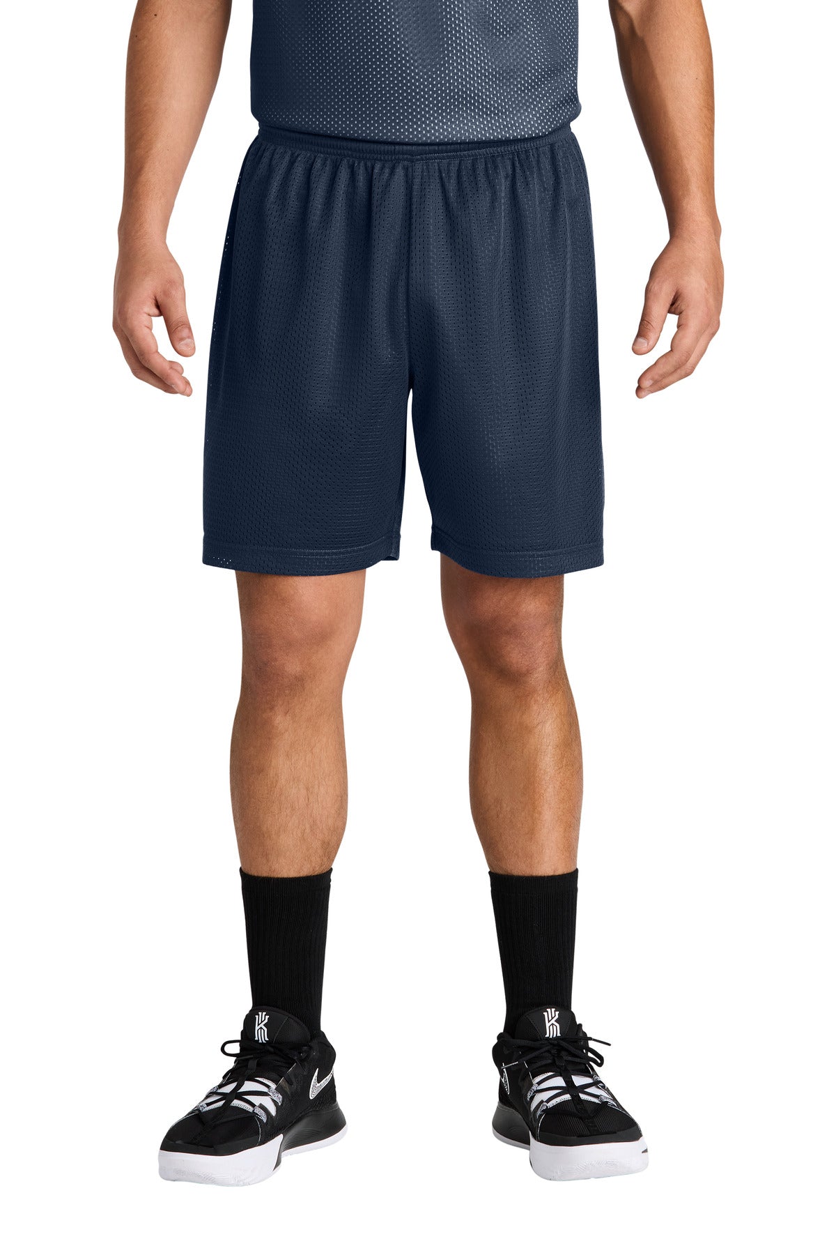 Front View of TrueNavy Sport-Tek PosiCharge Mesh 7" Short ST5100