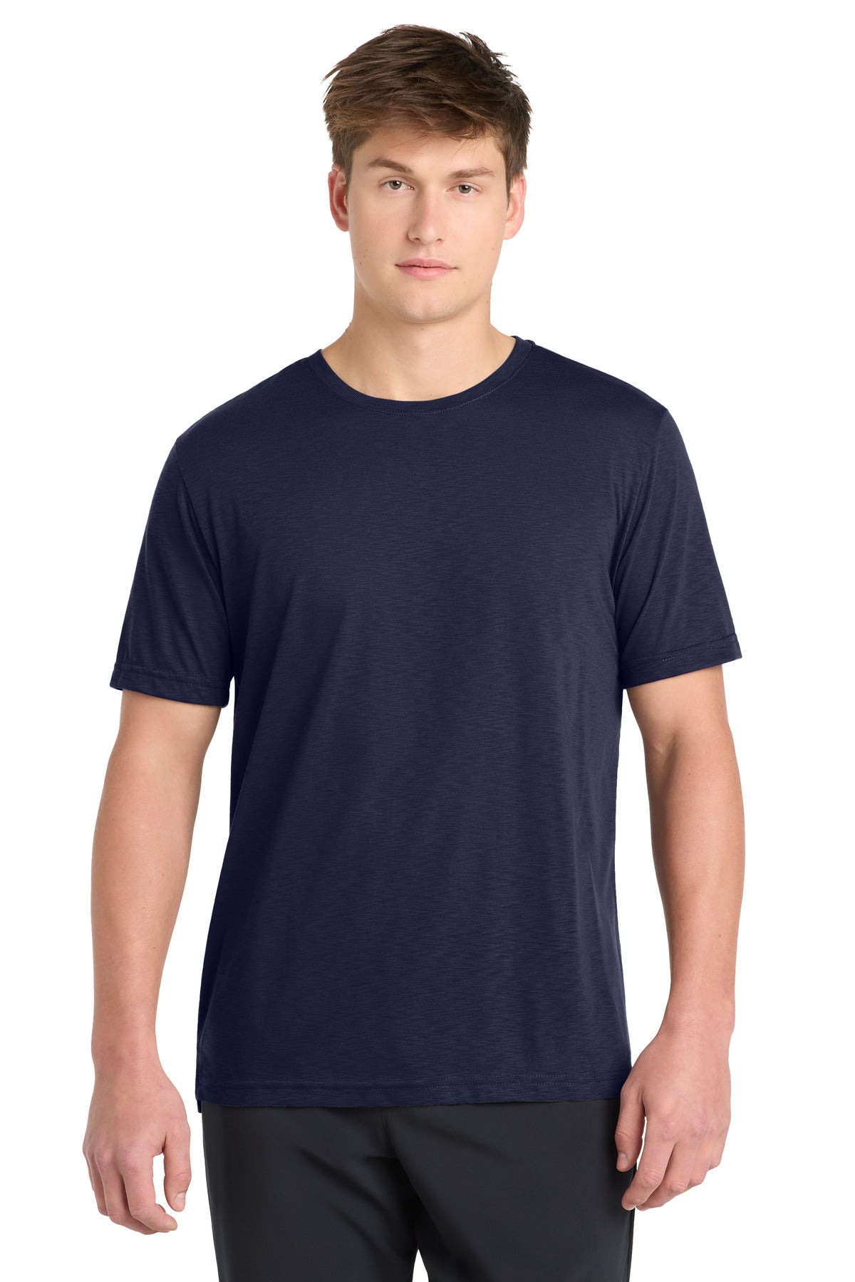 Front View of TrueNavy Sport-Tek PosiCharge Strive Tee. ST430