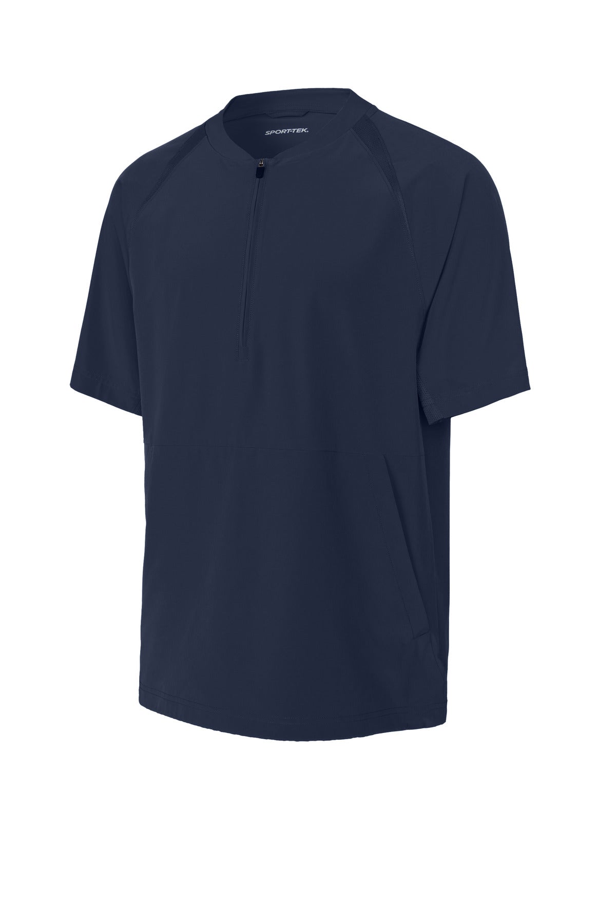 Front View of TrueNavy Sport-Tek Repeat 1/2-Zip Short Sleeve Jacket JST489