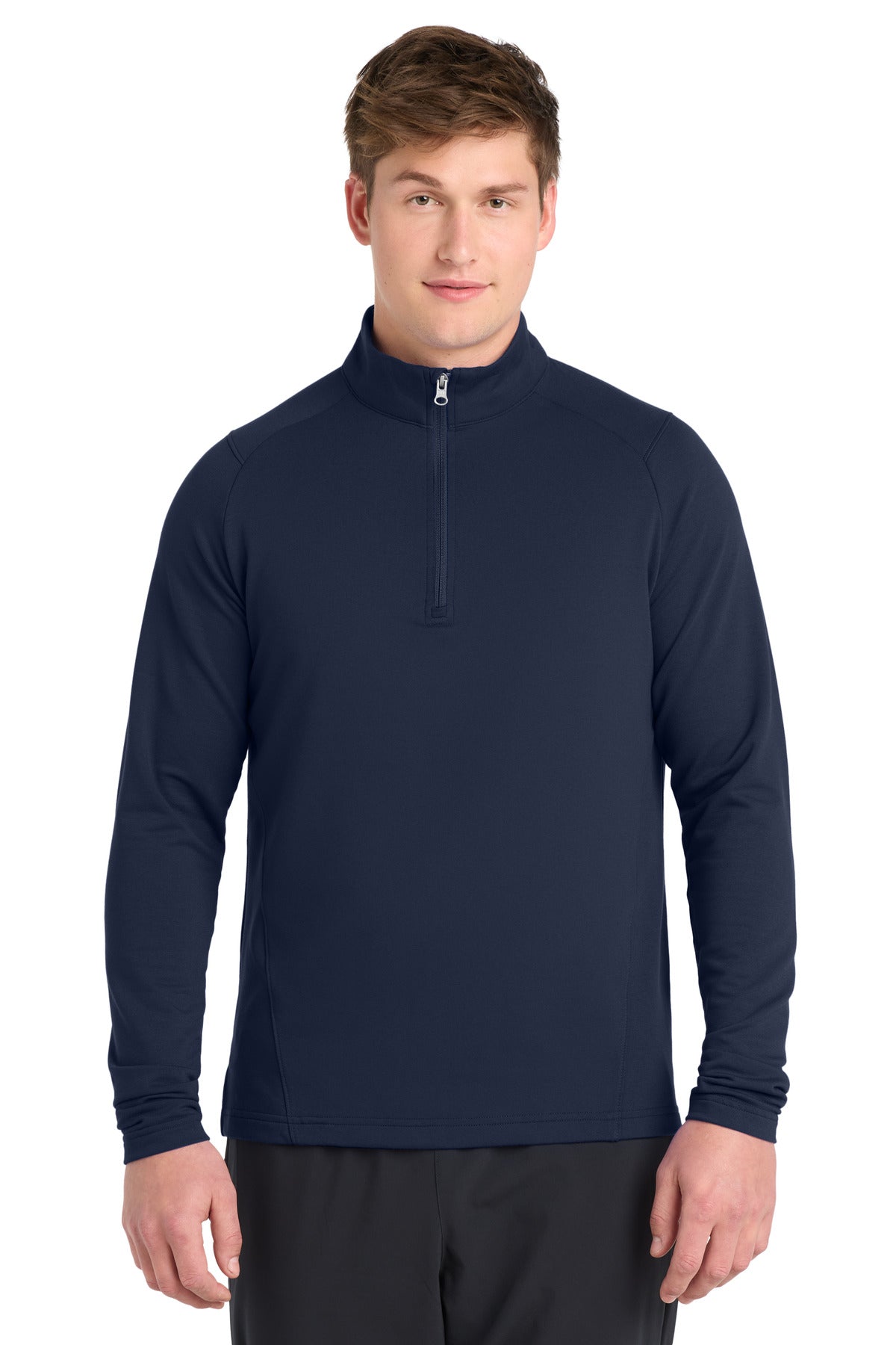 Front View of TrueNavy Sport-Tek Sport-Wick Flex Fleece 1/4-Zip. ST561