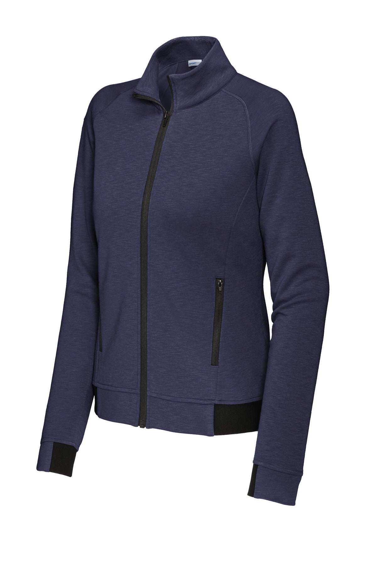 Front View of TrueNavy Sport-Tek Women's PosiCharge Strive Full-Zip LST570