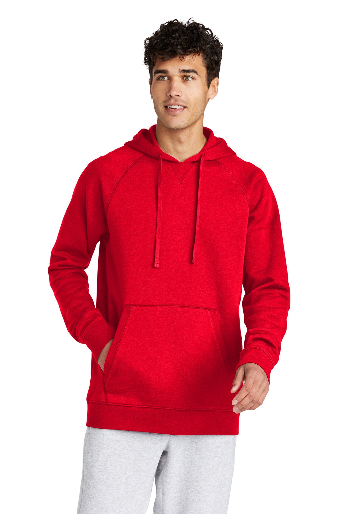 Front View of TrueRed Sport-Tek Drive Fleece Pullover Hoodie STF200