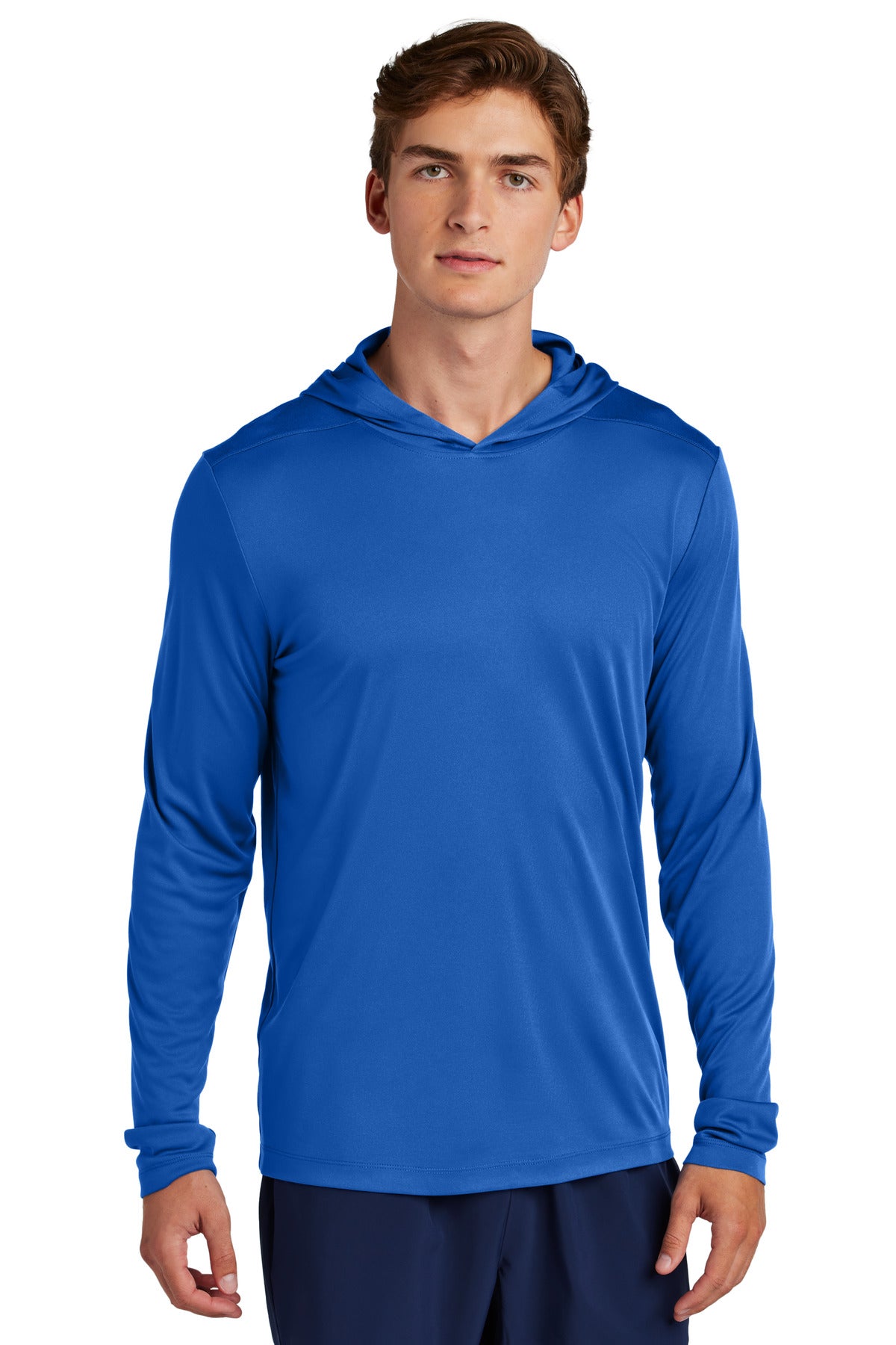 Front View of TrueRoyal Sport-Tek Posi-UV Pro Long Sleeve Hoodie ST420LSH