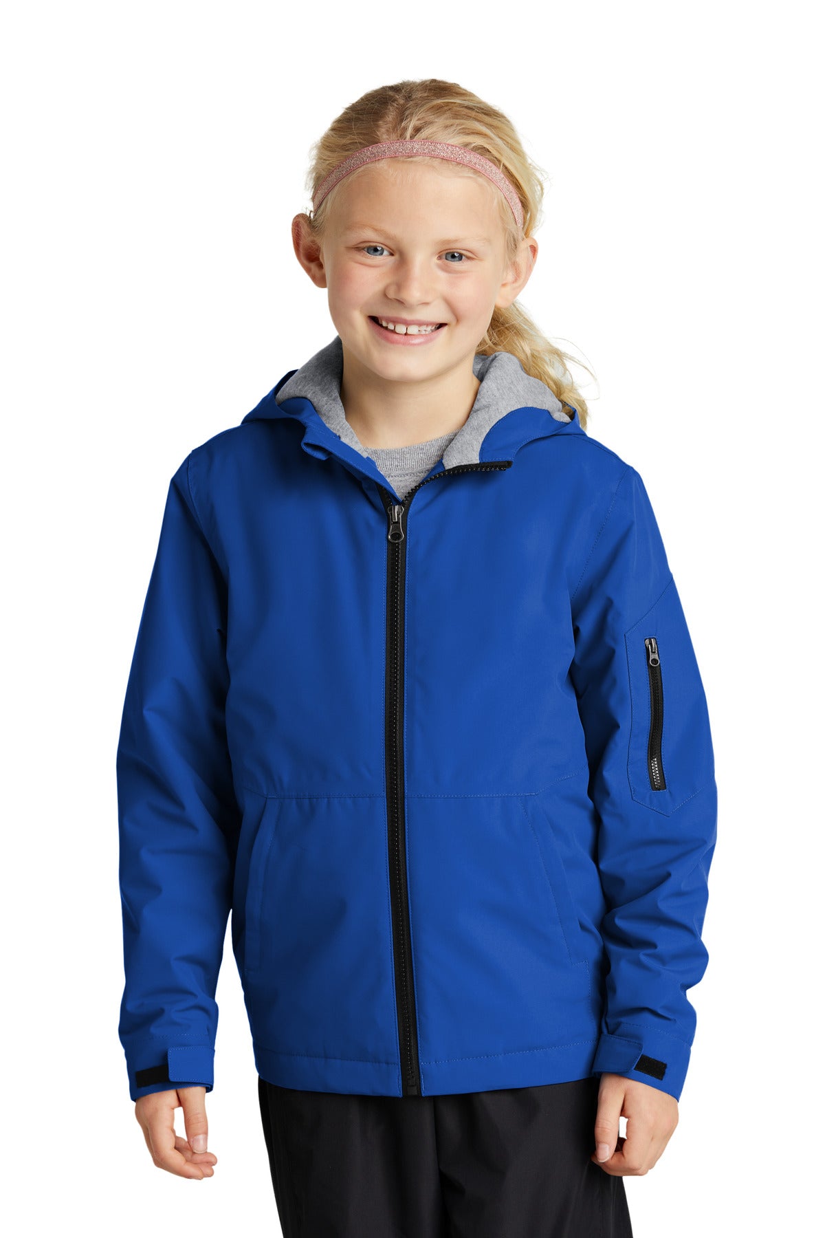 Front View of TrueRoyal Sport-Tek Youth Waterproof Insulated Jacket YST56