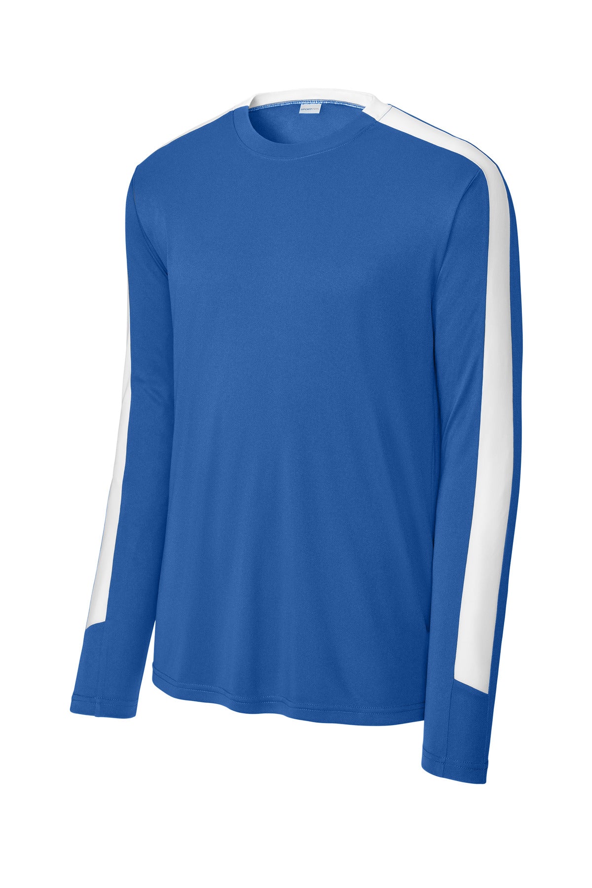 Front View of TRy/White Sport-Tek Competitor United Long Sleeve Crew ST100LS