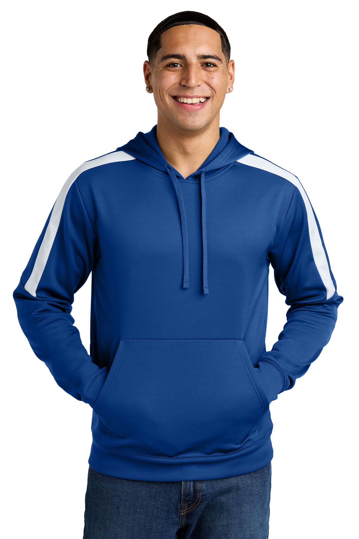 Front View of TRy/White Sport-Tek Sport-Wick Fleece United Pullover Hoodie ST255