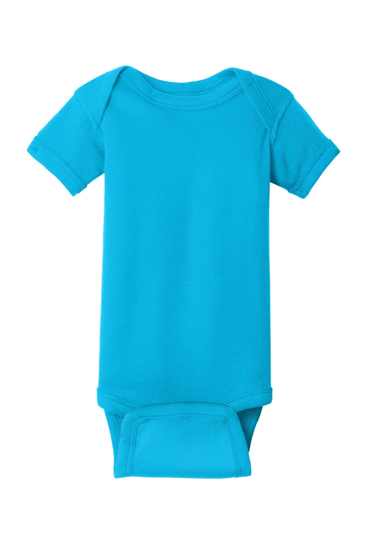 Front View of Turquoise Rabbit Skins Infant Short Sleeve Baby Rib Bodysuit. RS4400
