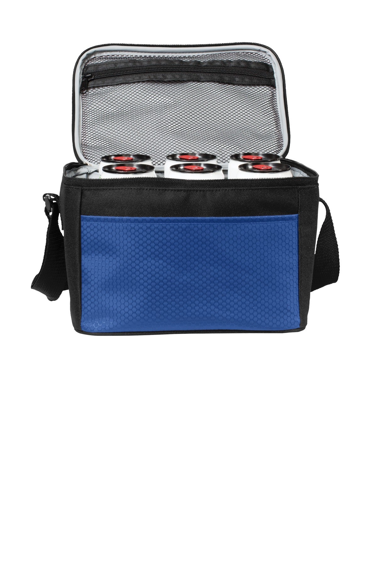 Front View of Twilight Bl/Bk Port Authority 6-Can Cube Cooler. BG512