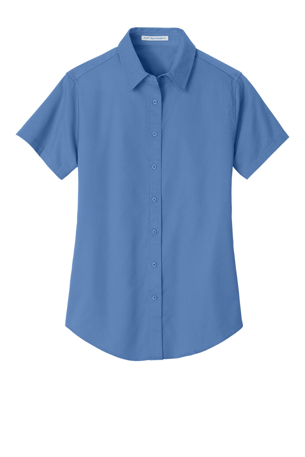 Front View of Ultramarne Blu Port Authority Women's Short Sleeve Easy Care Shirt. L508