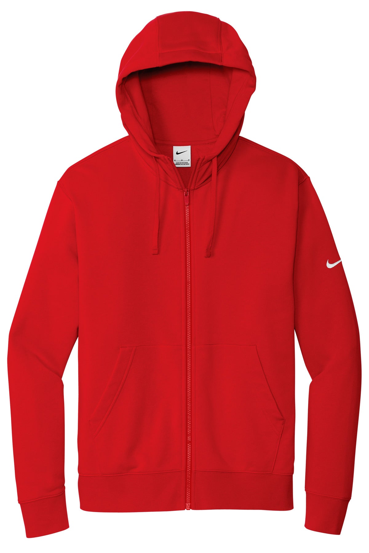 Front View of UniRed Nike Club Fleece Sleeve Swoosh Full-Zip Hoodie NKDR1513