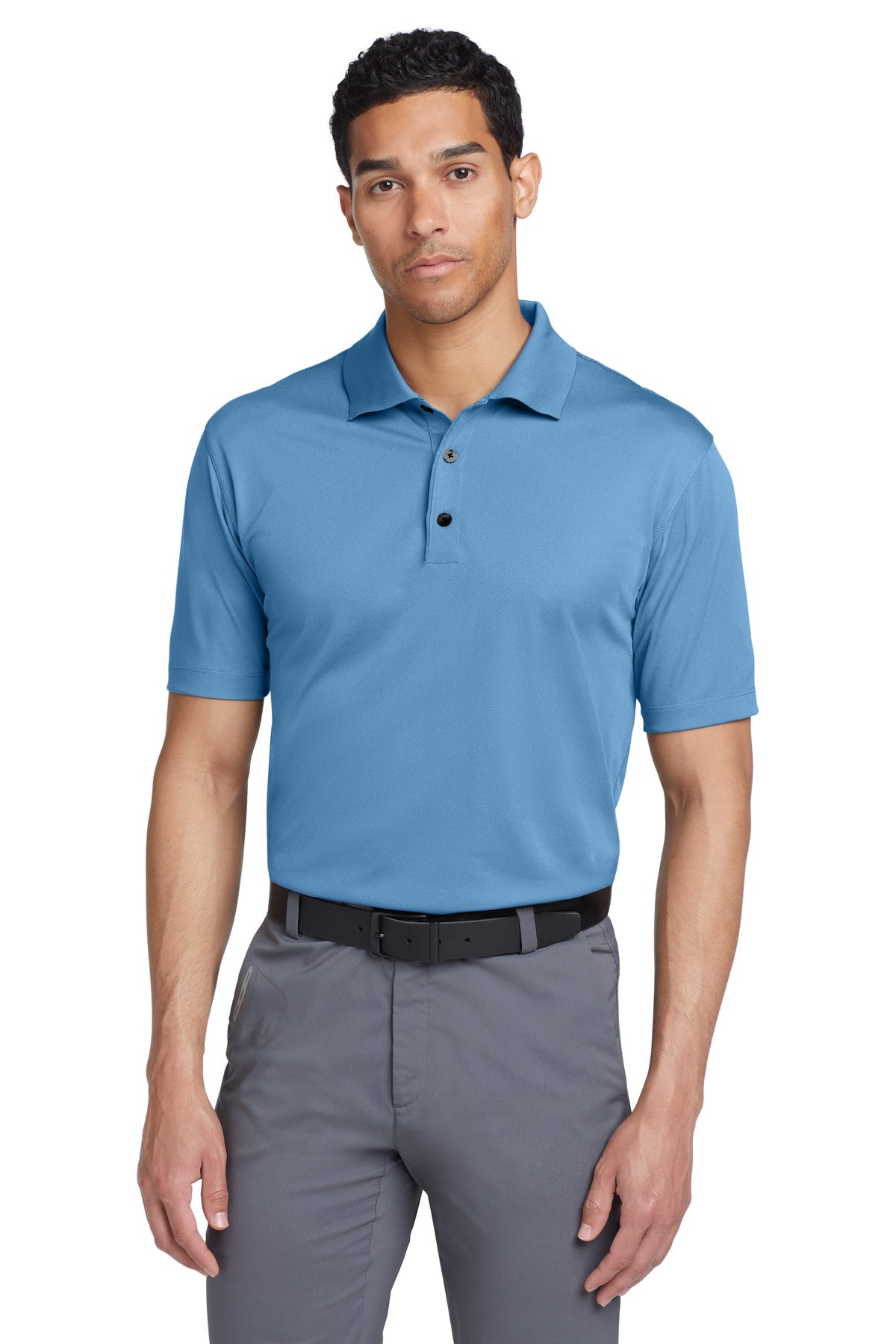 Front View of University Blu Nike Tech Basic Dri-FIT Polo. 203690