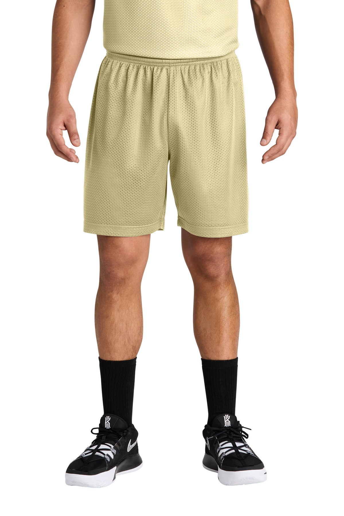 Front View of VegasGold Sport-Tek PosiCharge Mesh 7" Short ST5100